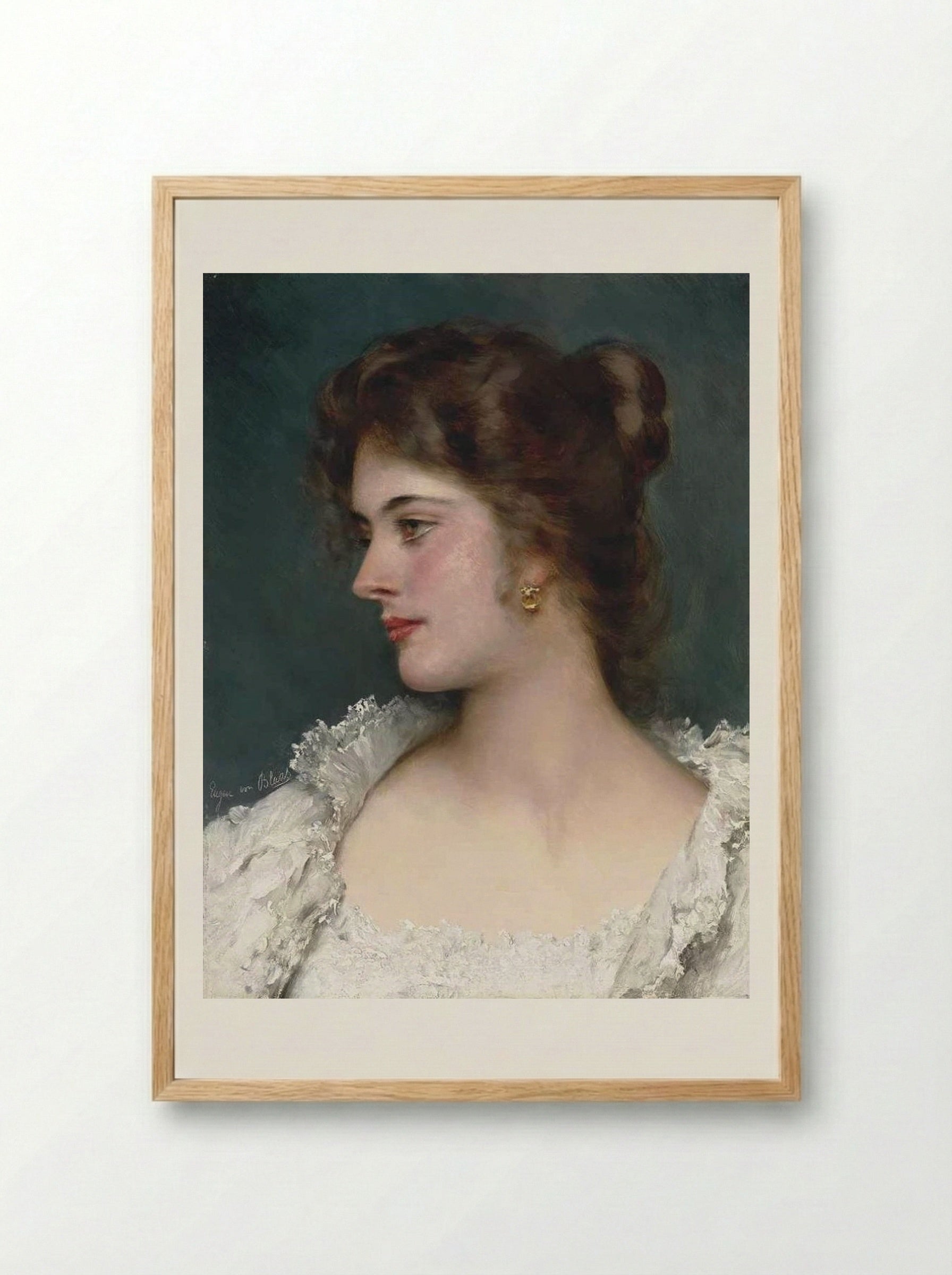 Young Italian Beauty - Eugene de Blaas - Framed Print Wood