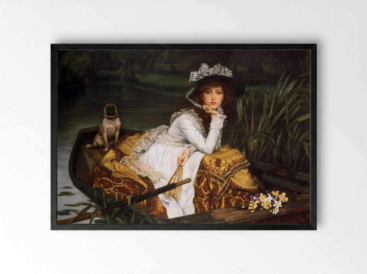 Young Lady In A Boat - James Tissot - Framed Print Black