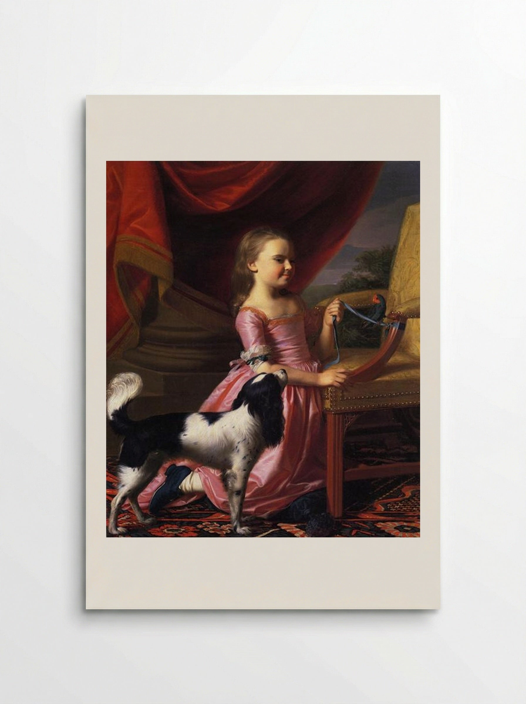 Young Lady with a Bird and Dog - John Singleton Copley - Poster