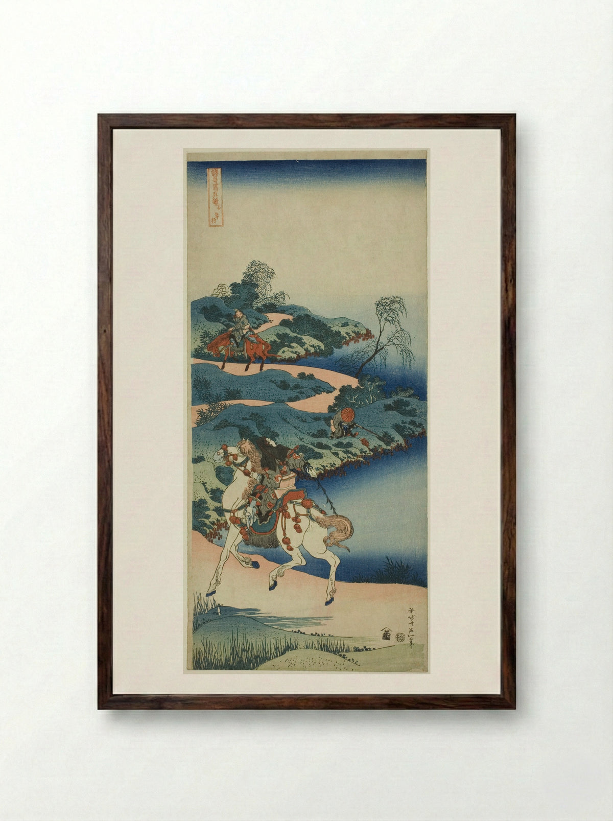 Young Man Departing (Shonenko) - Katsushika Hokusai - Framed Print Dark Wood