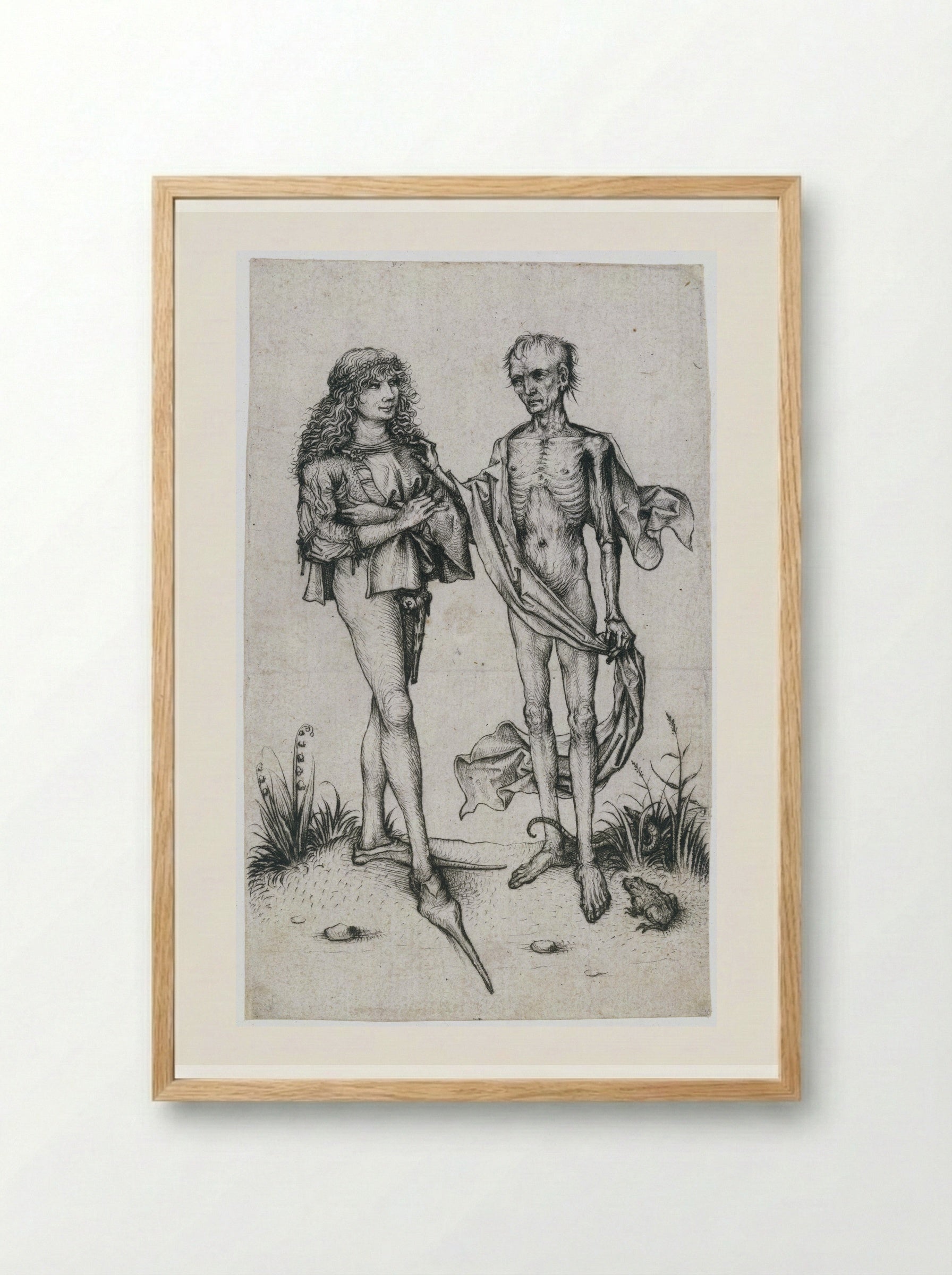 Young Man and Death - Master of the Amsterdam Cabinet - Framed Print Wood