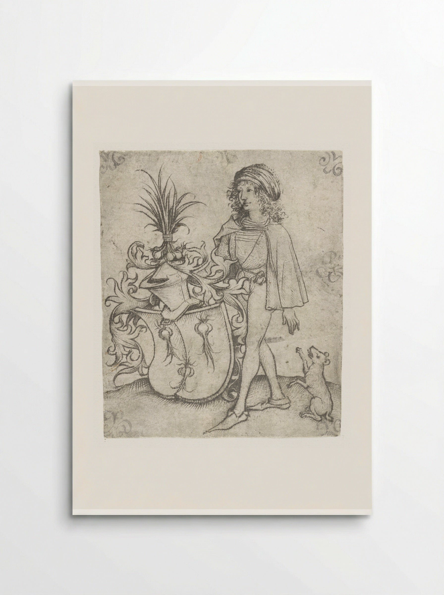 Young Man with Garlic on his Coat of Arms - Meester van het Amsterdamse Kabinet - Poster