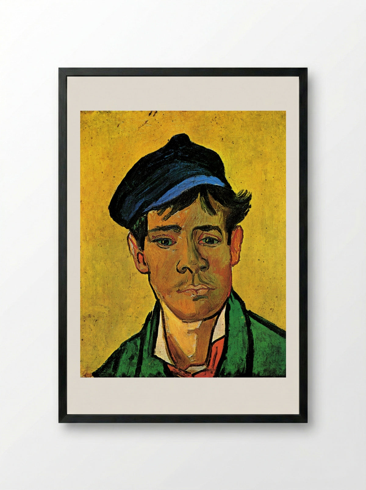 Young Man with a Hat - Vincent van Gogh - Framed Print Black