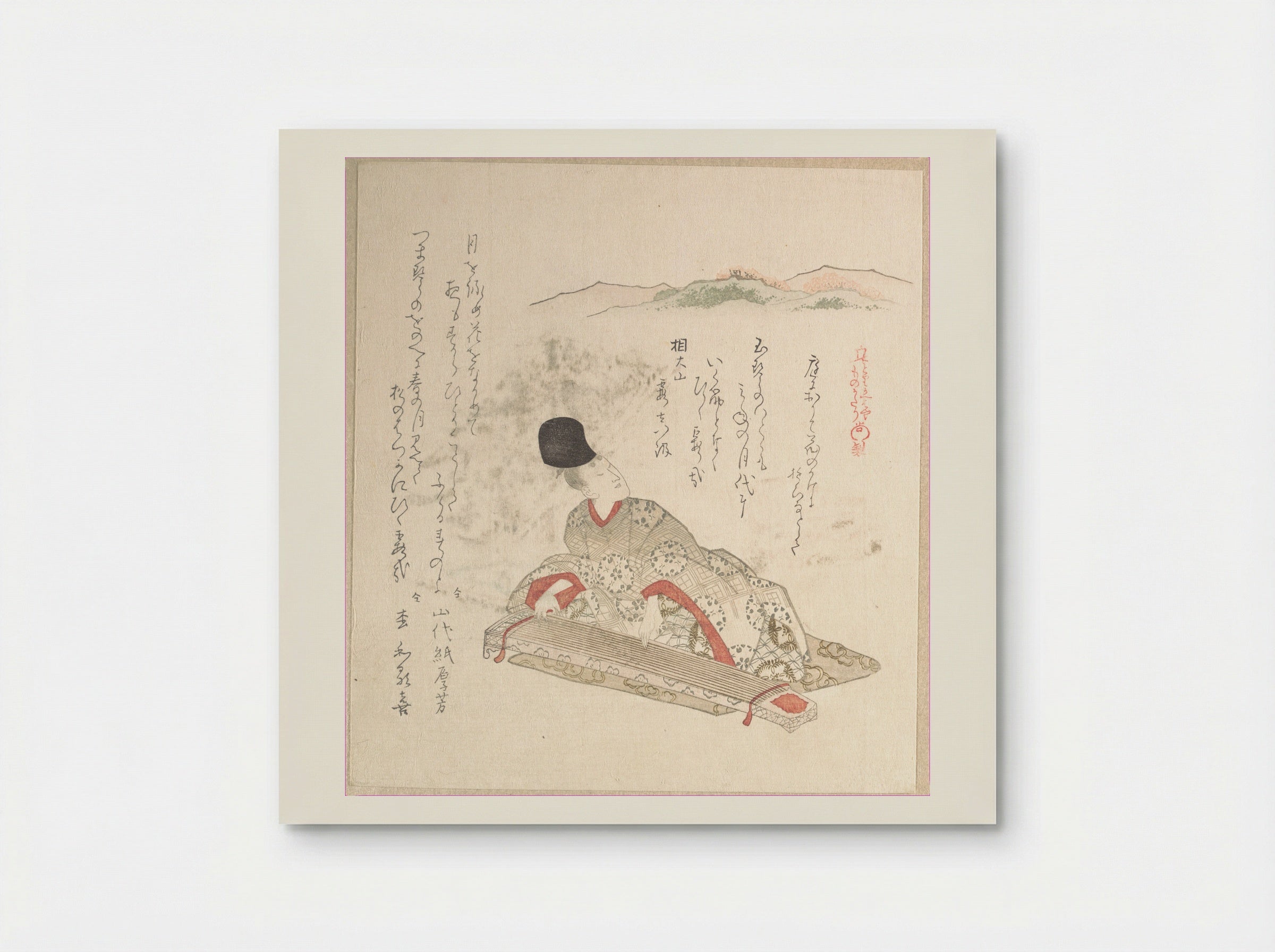 Young Nobleman Playing Koto - Kubo Shunman - Poster