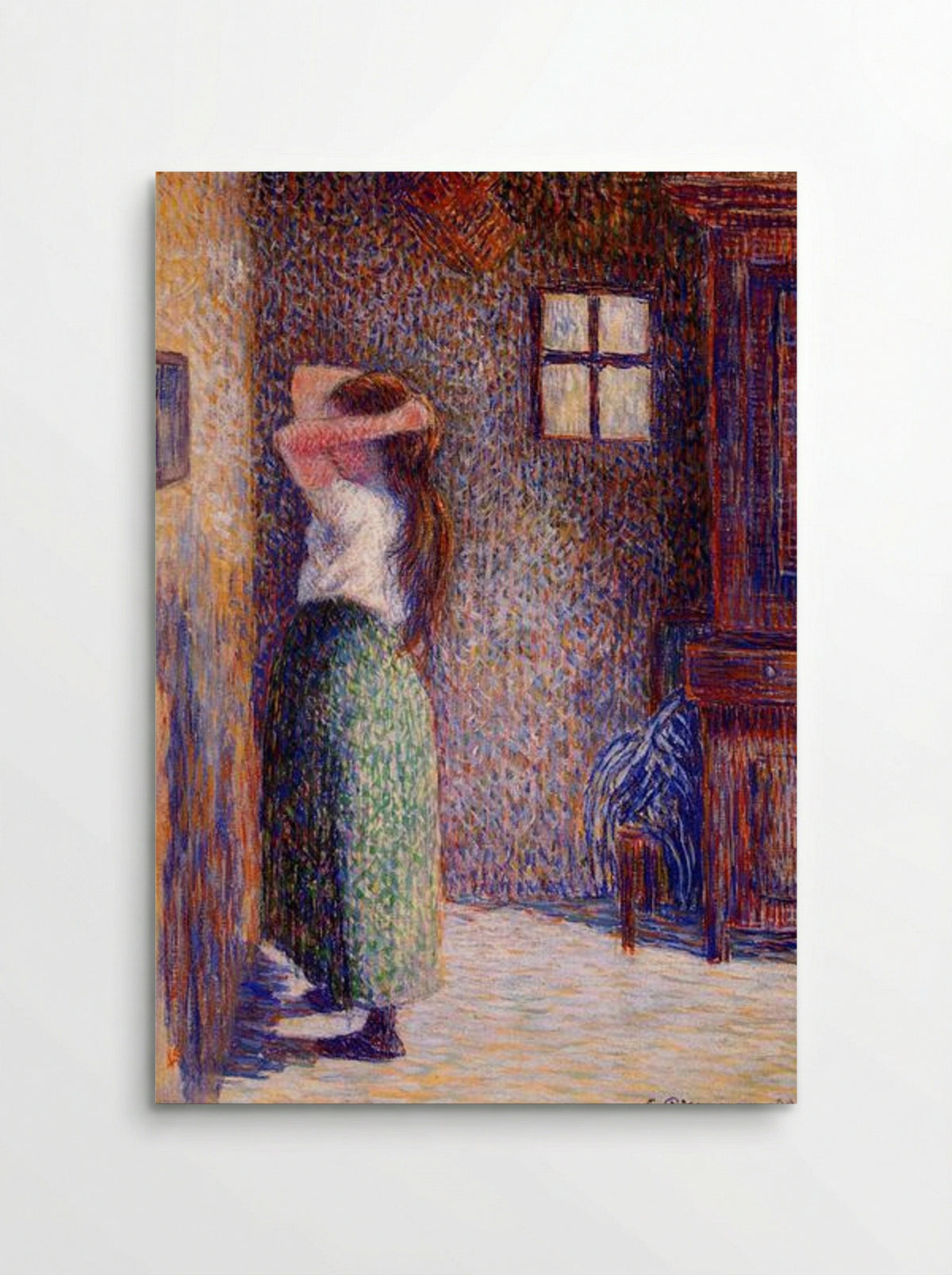 Young Peasant at Her Toilette - Camille Pissarro - Poster