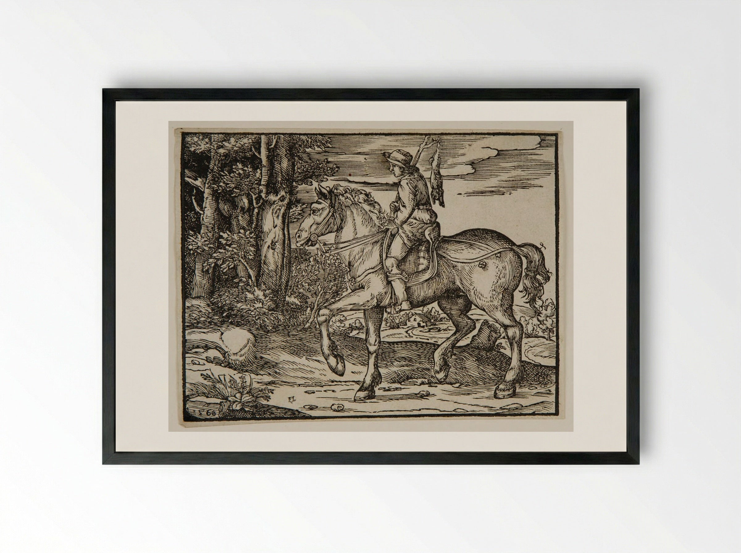 Young Peasant on Horseback - Nicolò Boldrini - Framed Print Black