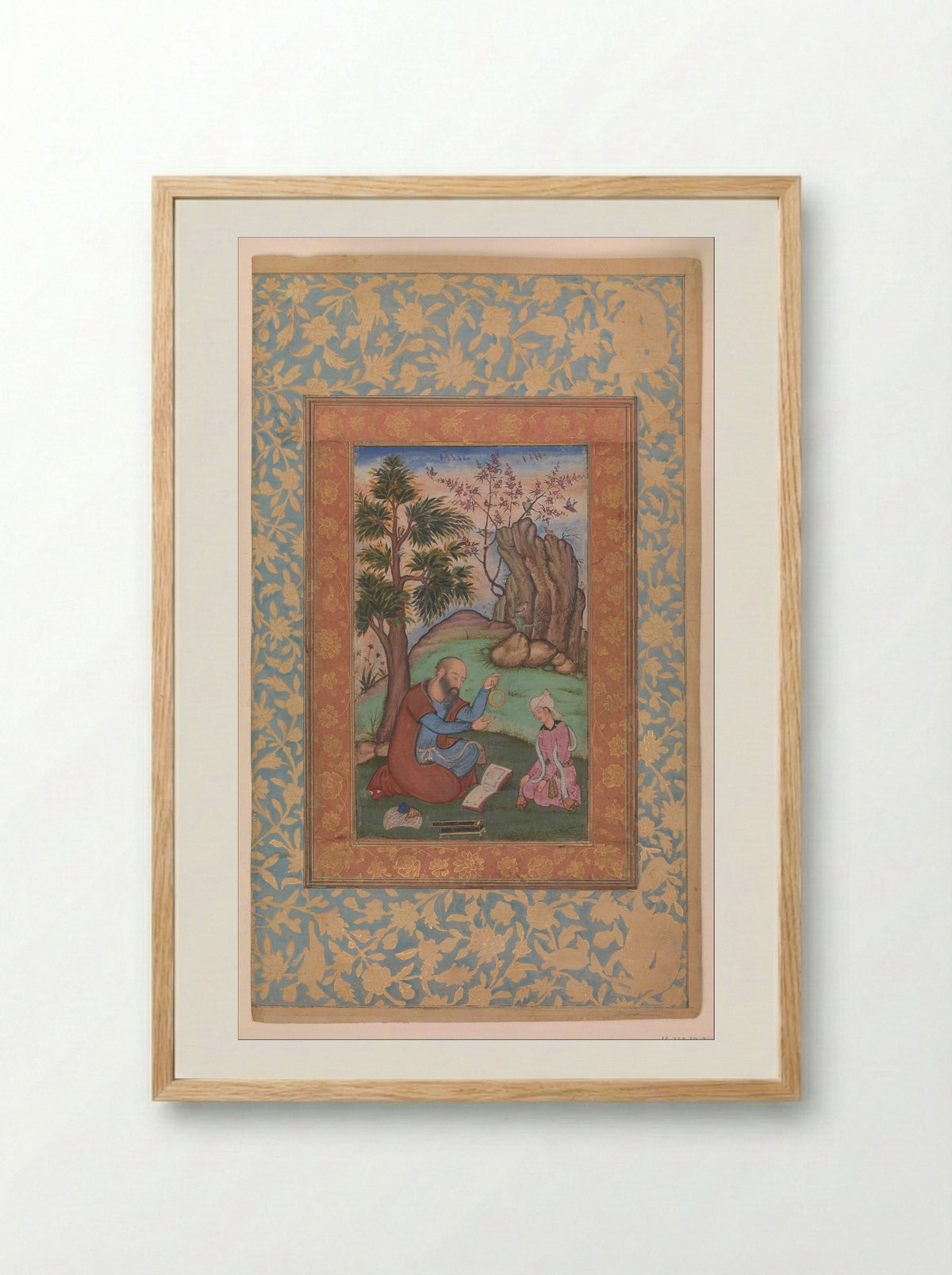 Young Prince and Mentor Sitting in Landscape - Fine Art Print - Framed Print Wood