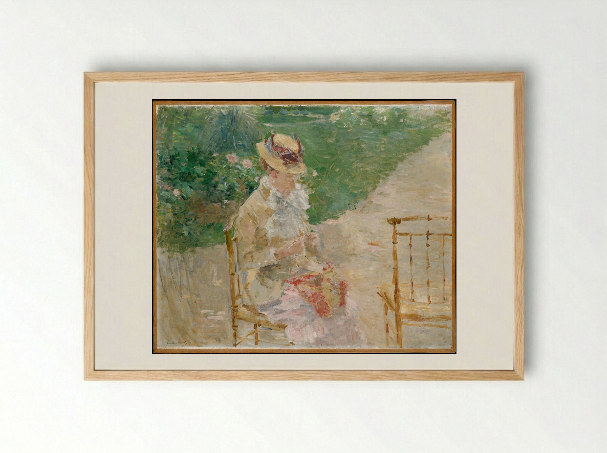 Young Woman Knitting - Berthe Morisot - Framed Print Wood