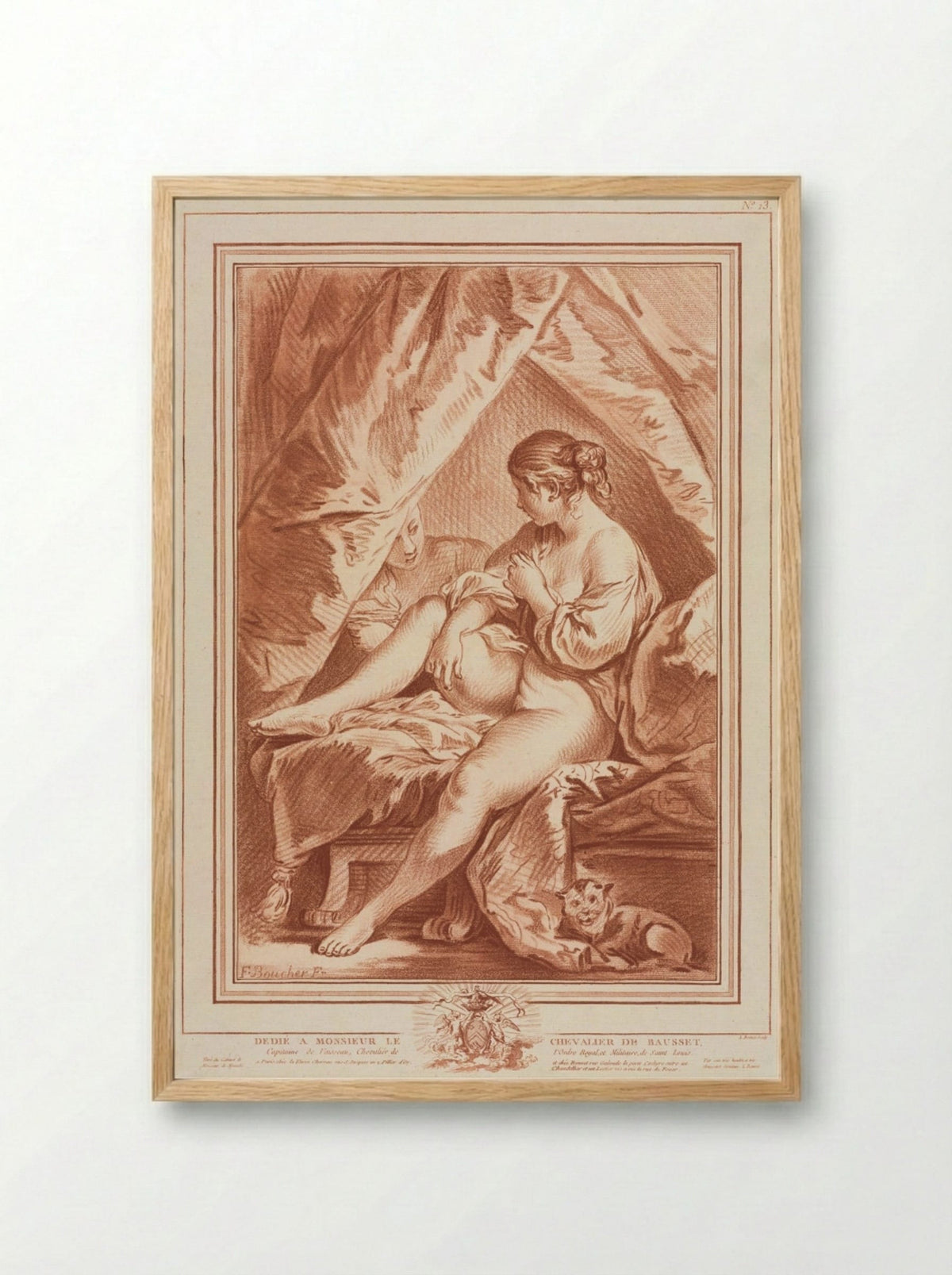 Young Woman Seated on a Bed - Louis-Marin Bonnet - Framed Print Wood