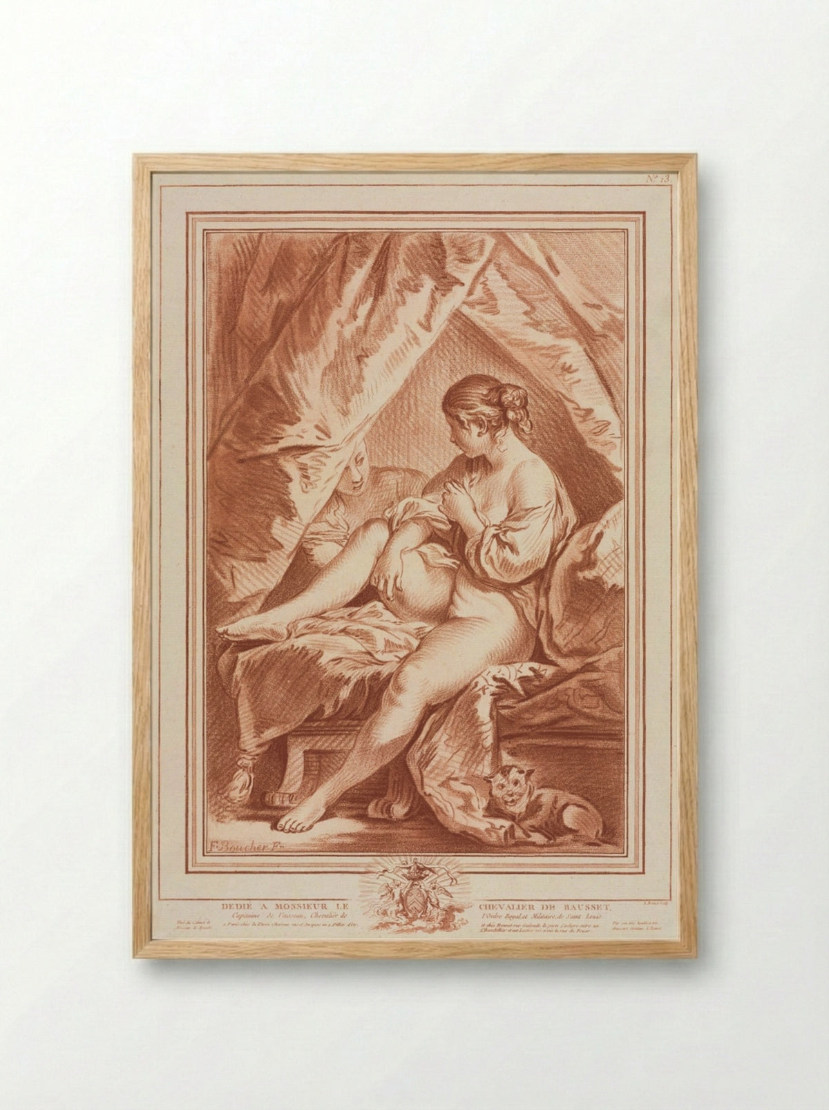 Young Woman Seated on a Bed - Louis-Marin Bonnet - Framed Print Wood