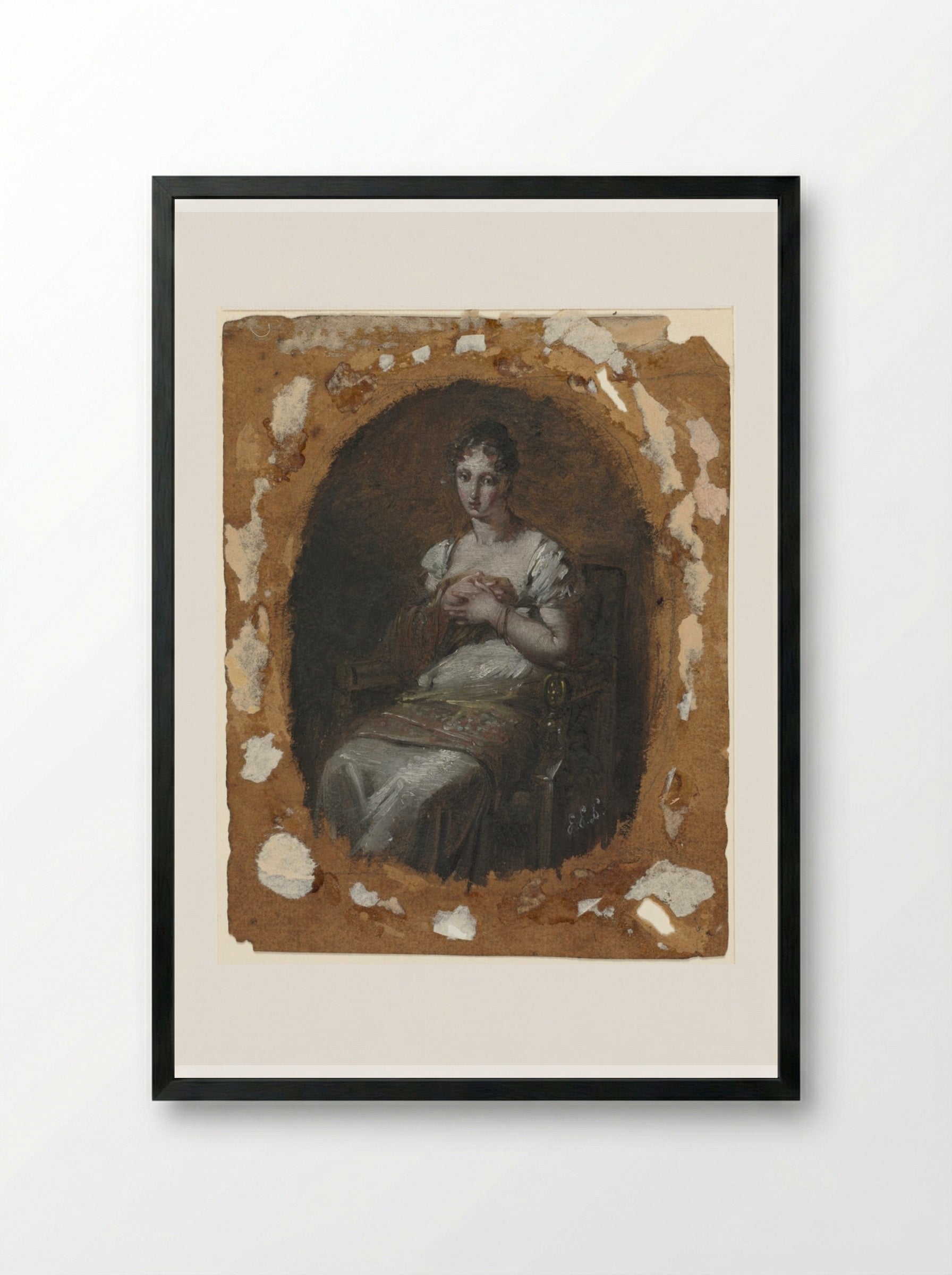 Young Woman Seated - Pierre-Paul Prud'hon - Framed Print Black