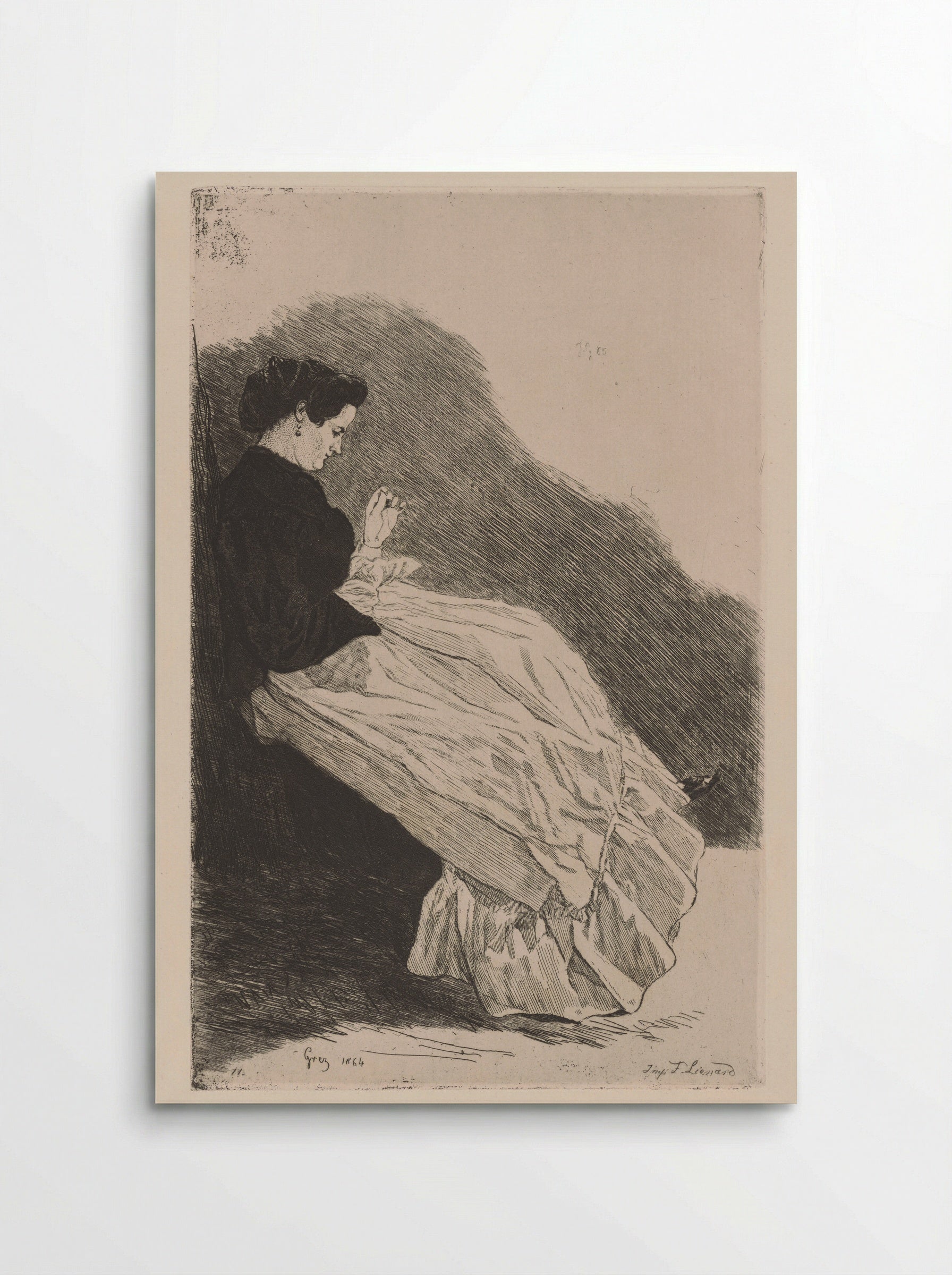 Young Woman Sewing - Jules de Goncourt - Poster