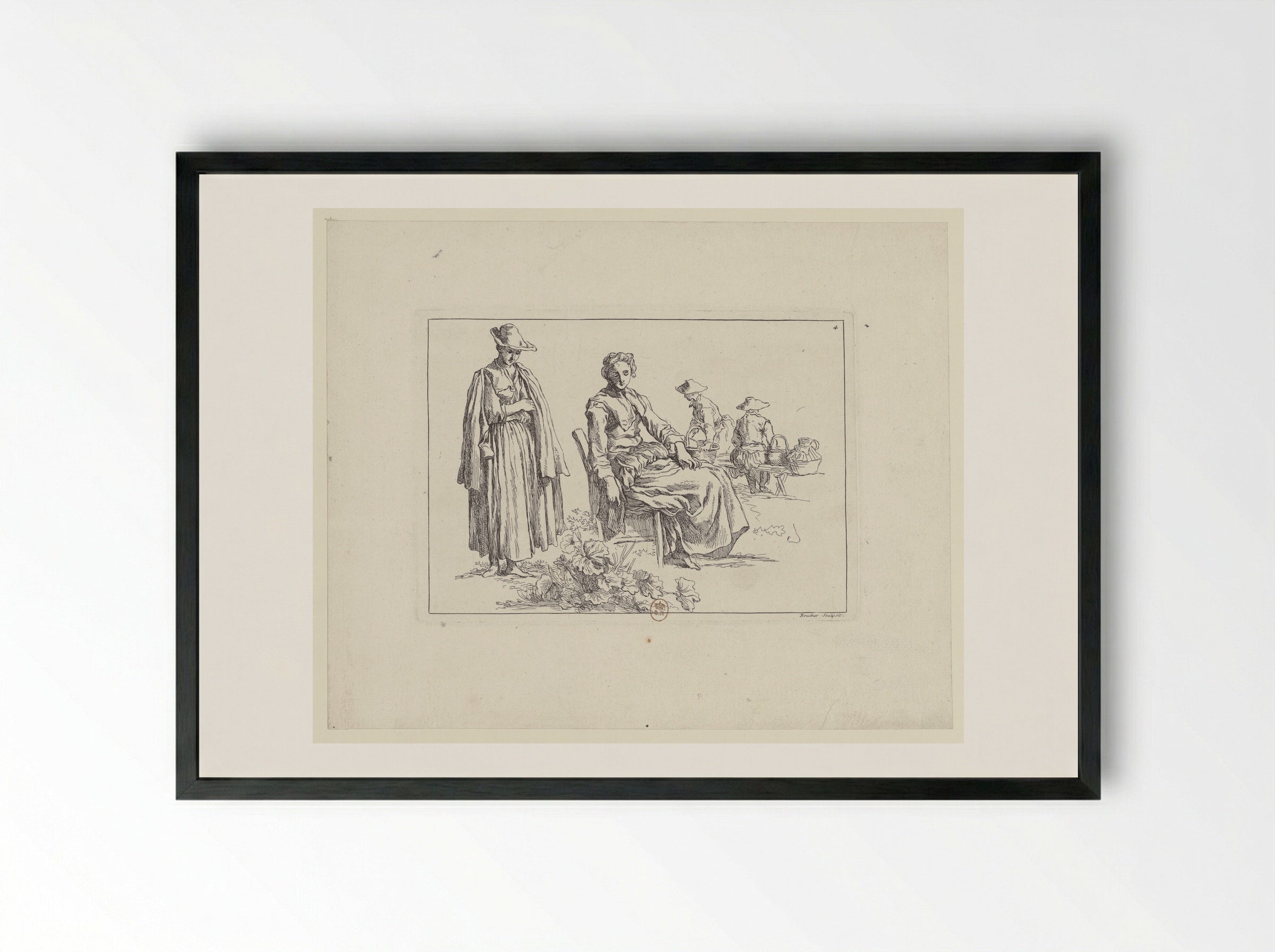 Young Woman Sleeping - François Boucher - Framed Print Black