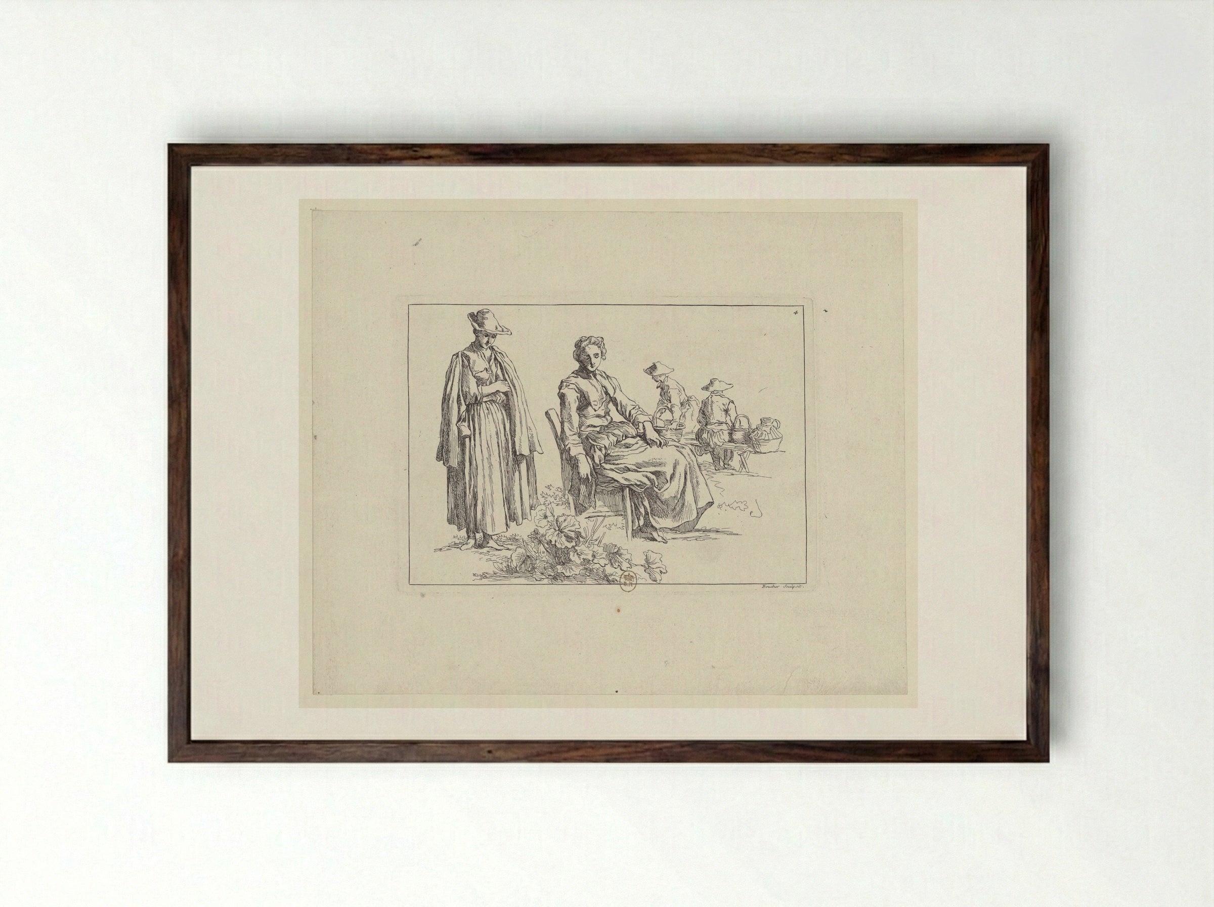 Young Woman Sleeping - François Boucher - Framed Print Dark Wood