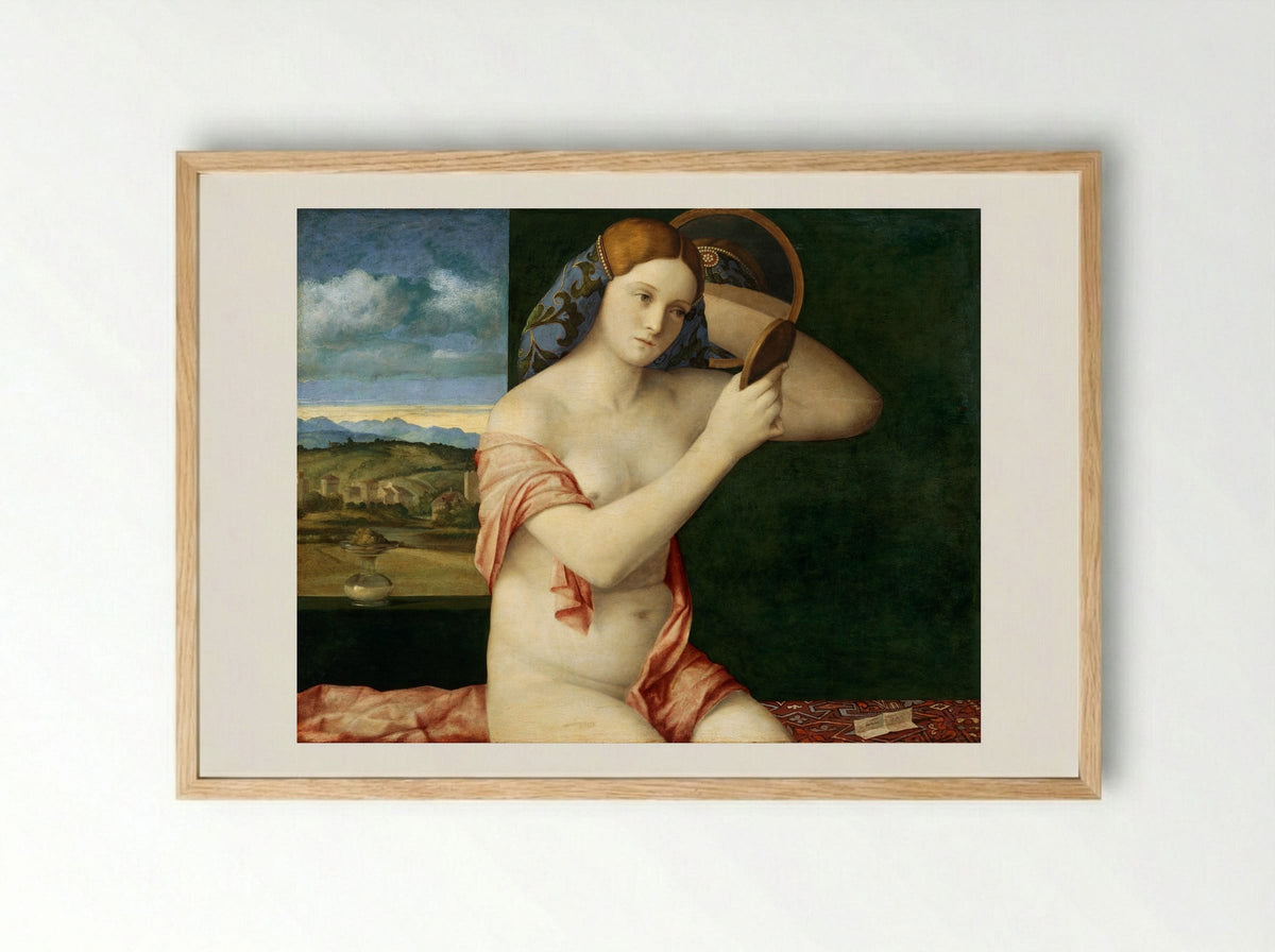 Young Woman at Her Toilet - Giovanni Bellini - Framed Print Wood