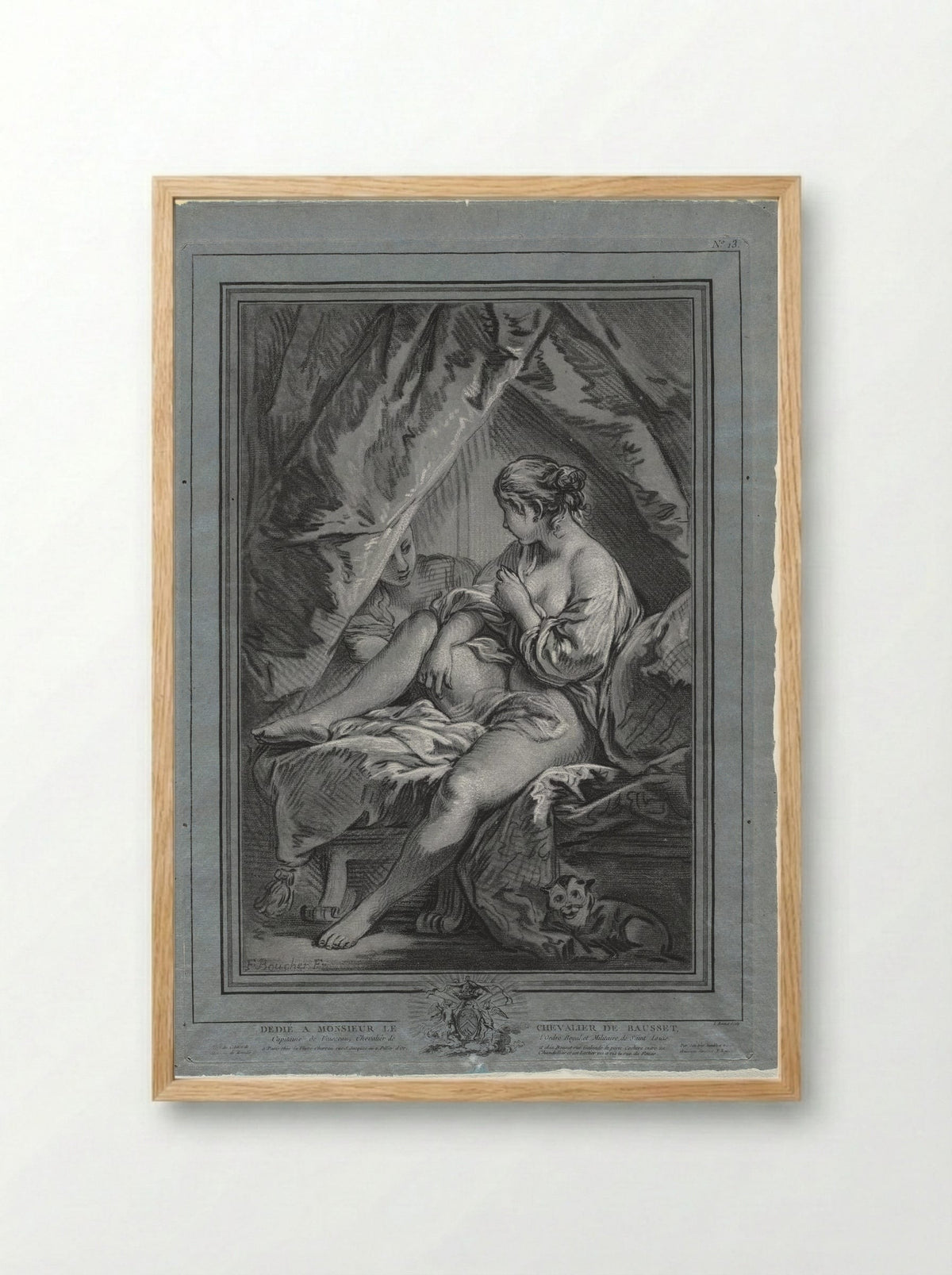 Young Woman in Bed - Louis-Marin Bonnet - Framed Print Wood