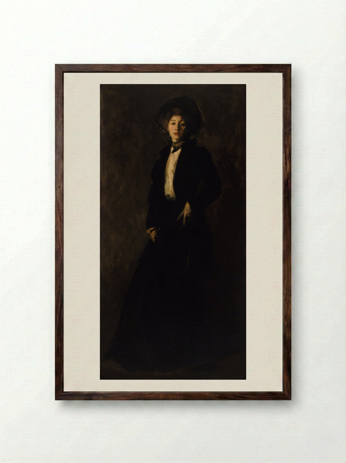 Young Woman in Black - Robert Henri - Framed Print Dark Wood