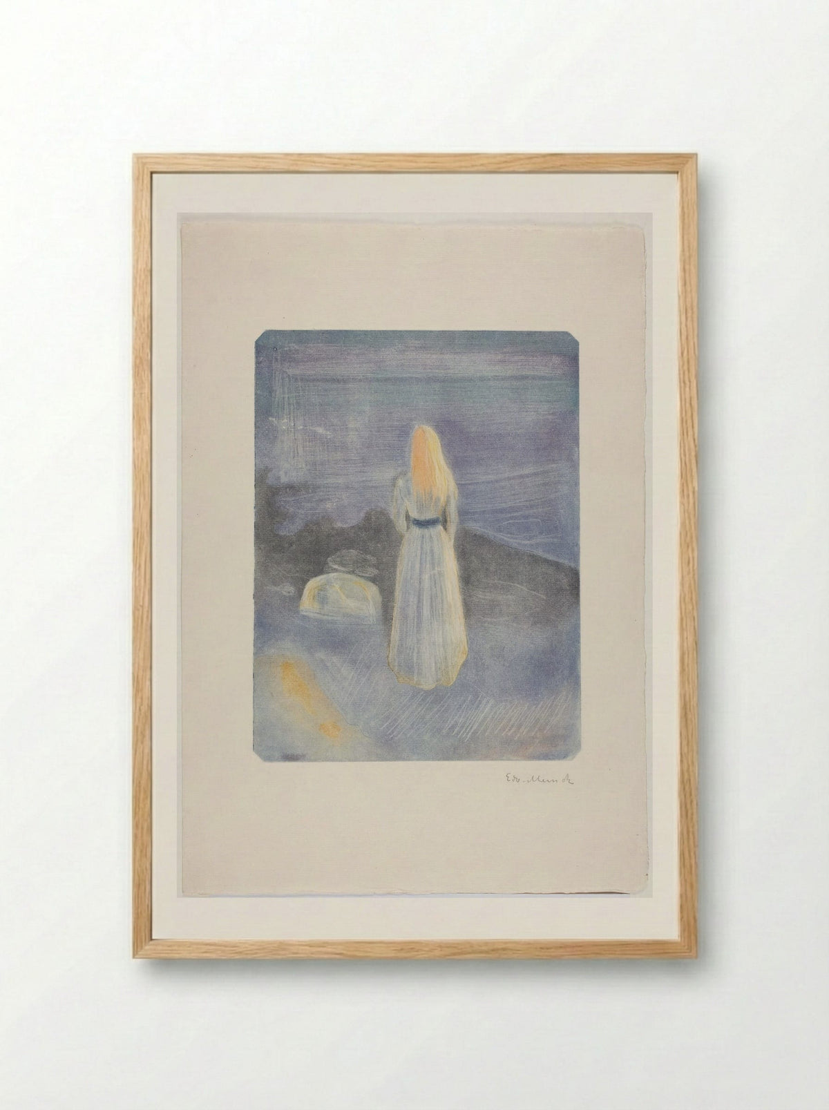 Young Woman on the Beach - Edvard Munch - Framed Print Wood