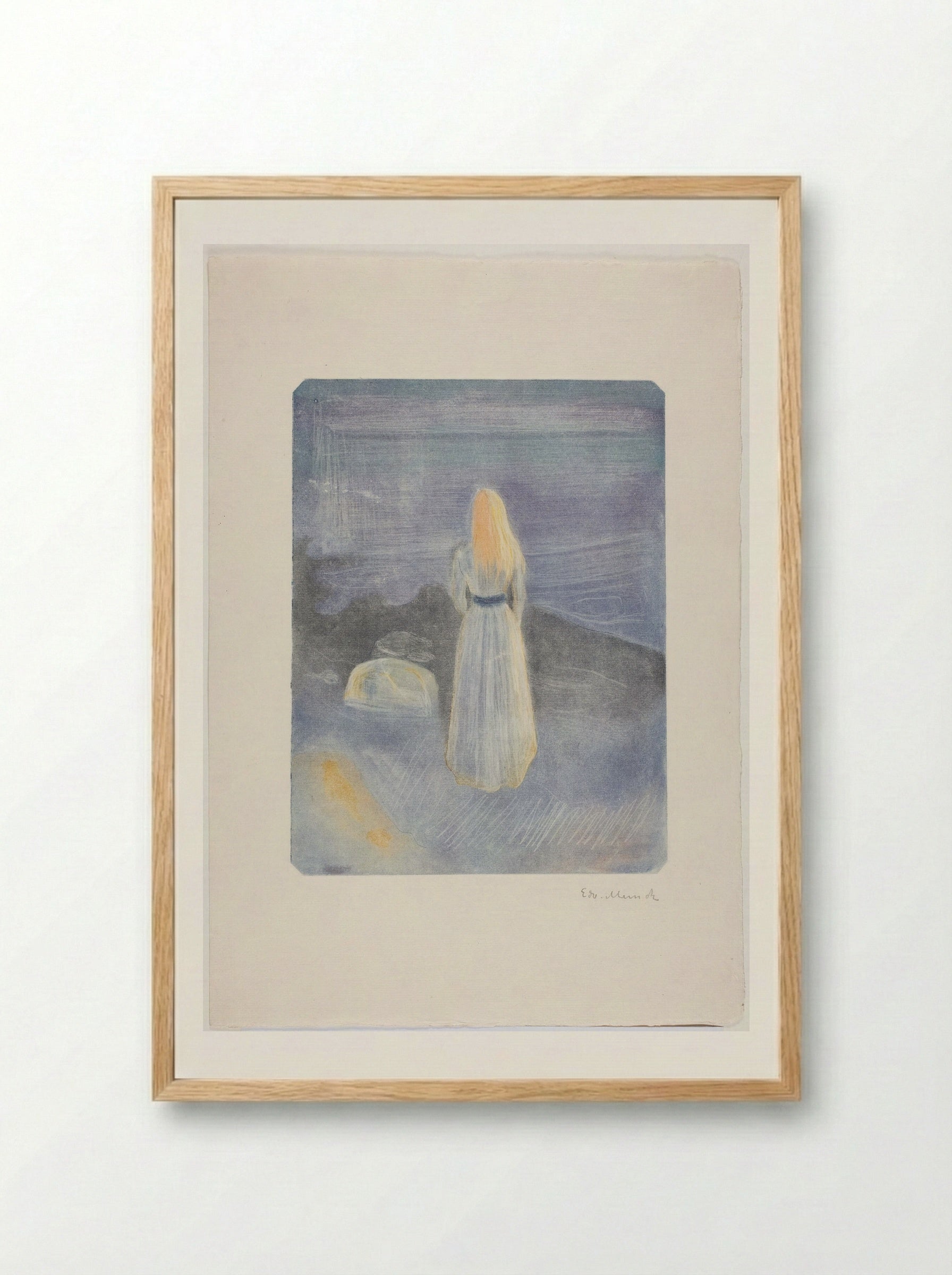 Young Woman on the Beach - Edvard Munch - Framed Print Wood