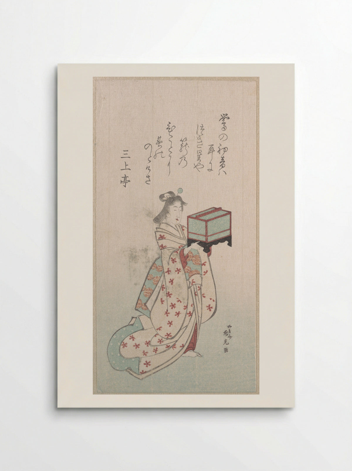 Young Woman with a Birdcage - Ryūgetsusai Shinkō - Poster