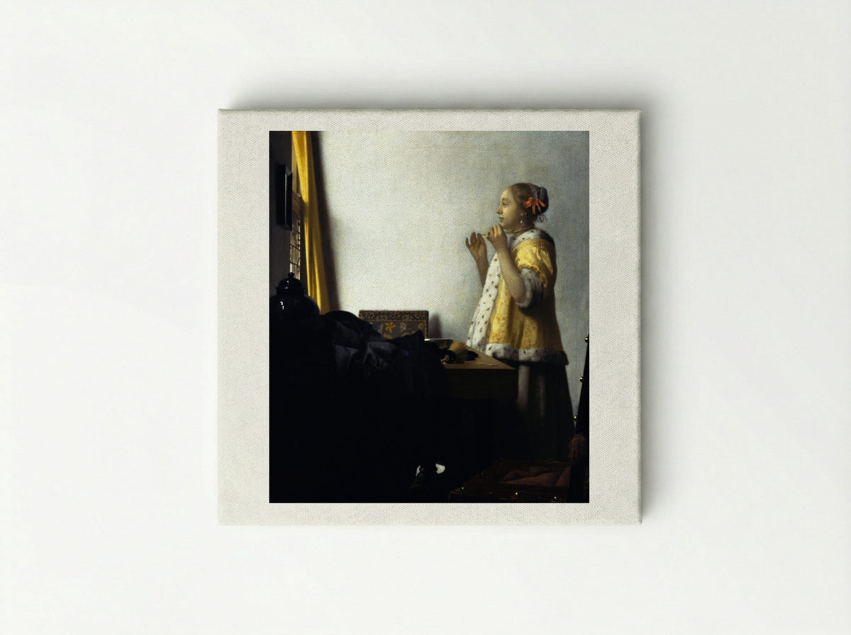 Young Woman with a Pearl Necklace - Johannes Vermeer - Canvas