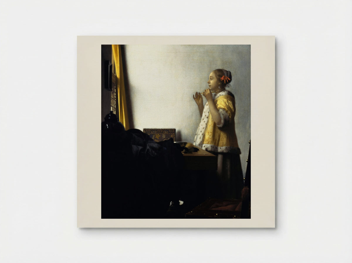 Young Woman with a Pearl Necklace - Johannes Vermeer - Poster