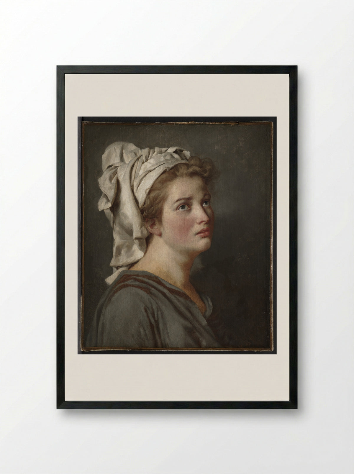 Young Woman with a Turban - Jacques-Louis David - Framed Print Black