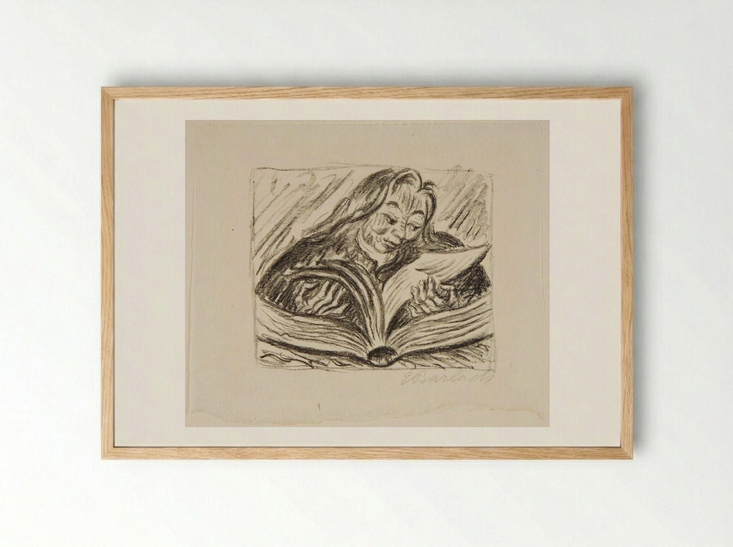 Youth Reading - Ernst Barlach - Framed Print Wood