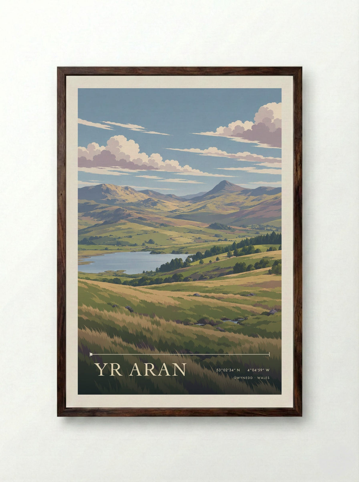 Yr Aran, Gwynedd | Travel Poster - Framed Print Dark Wood