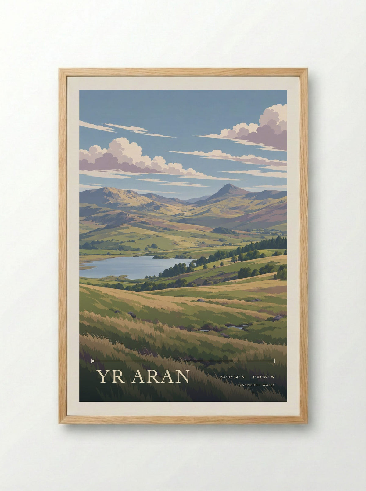 Yr Aran, Gwynedd | Travel Poster - Framed Print Wood