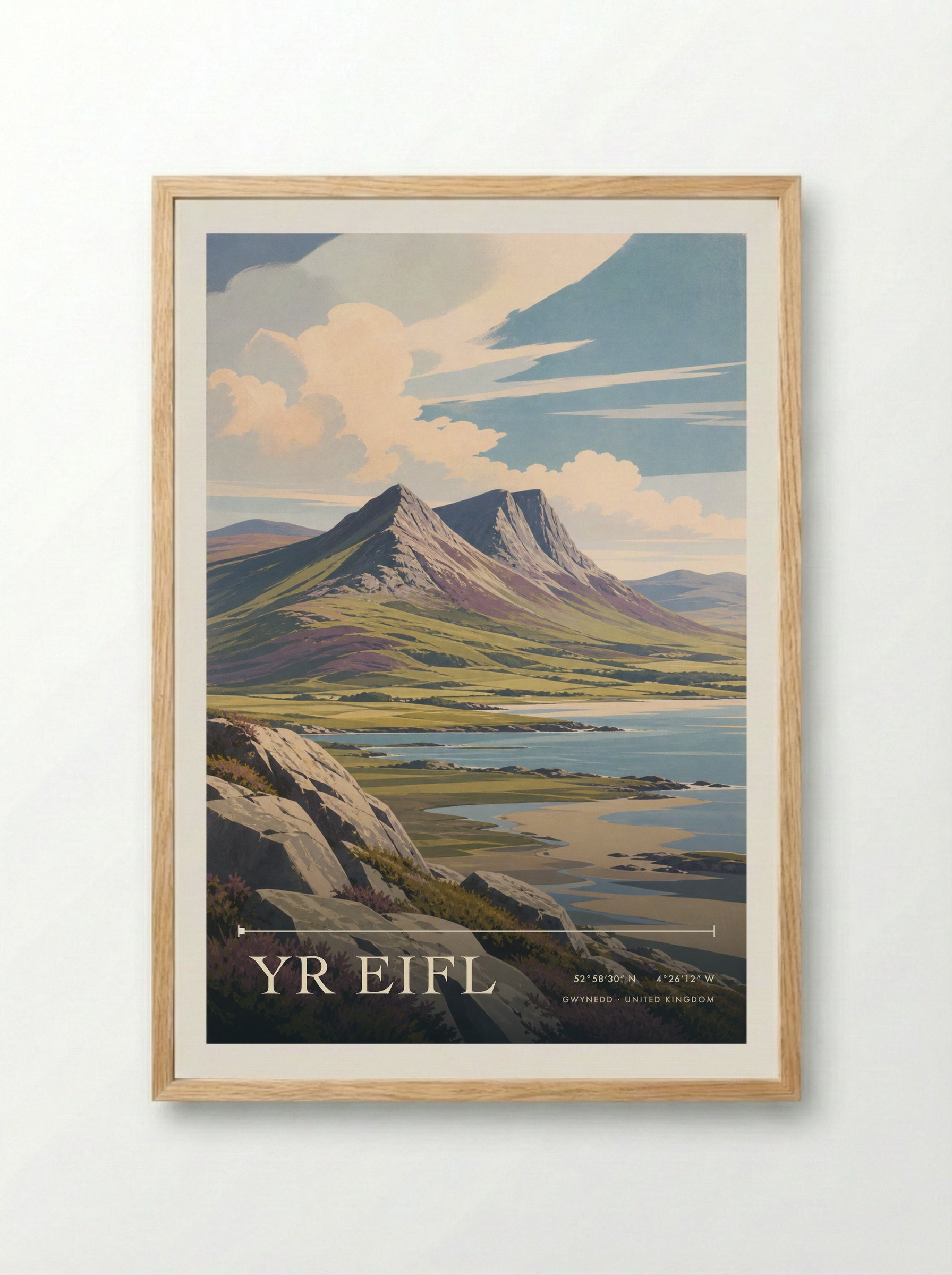 Yr Eifl Gwynedd United Kingdom Travel Poster - Framed Print Wood