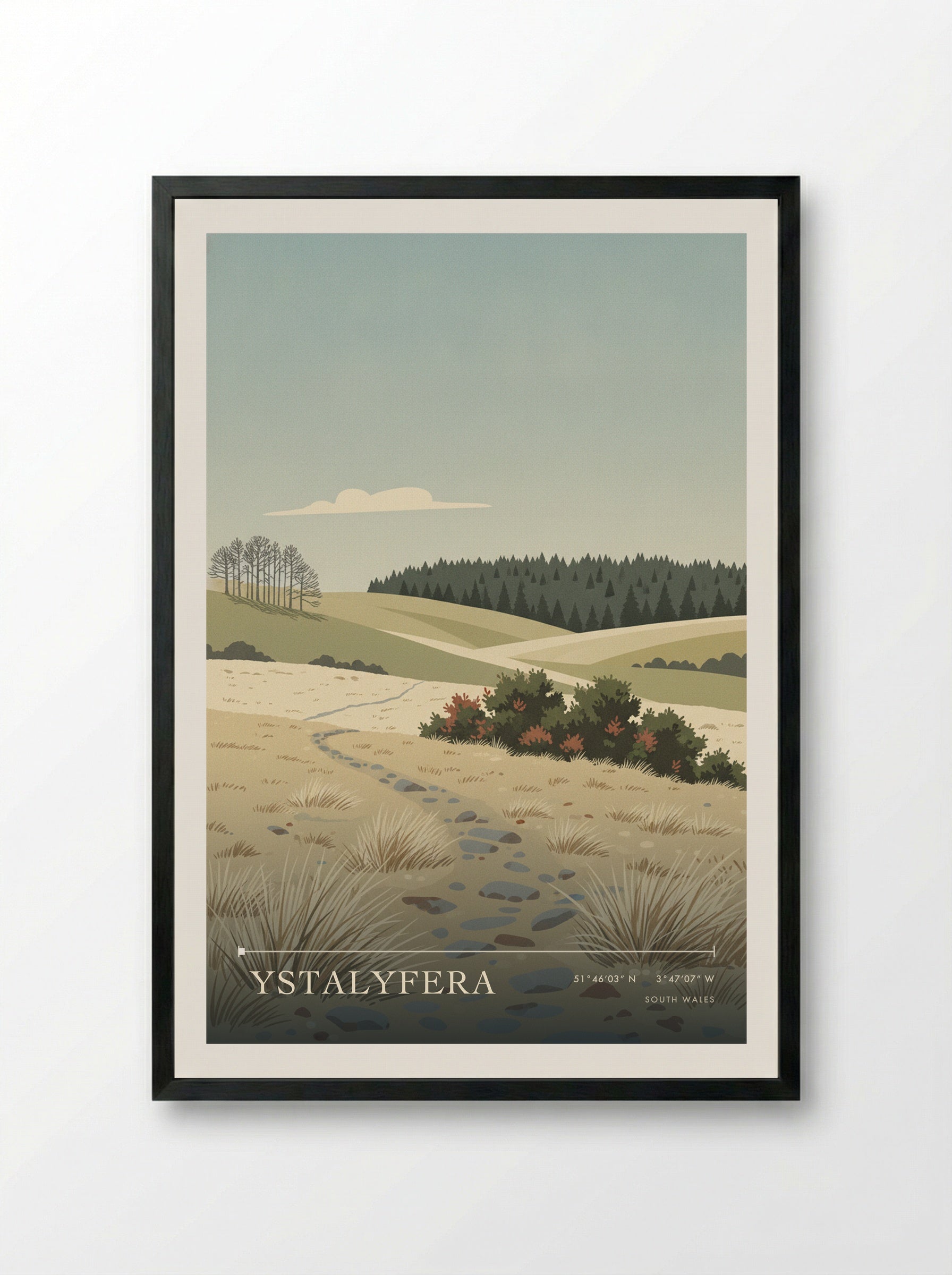Ystalyfera South Wales Wales Travel Poster - Framed Print Black