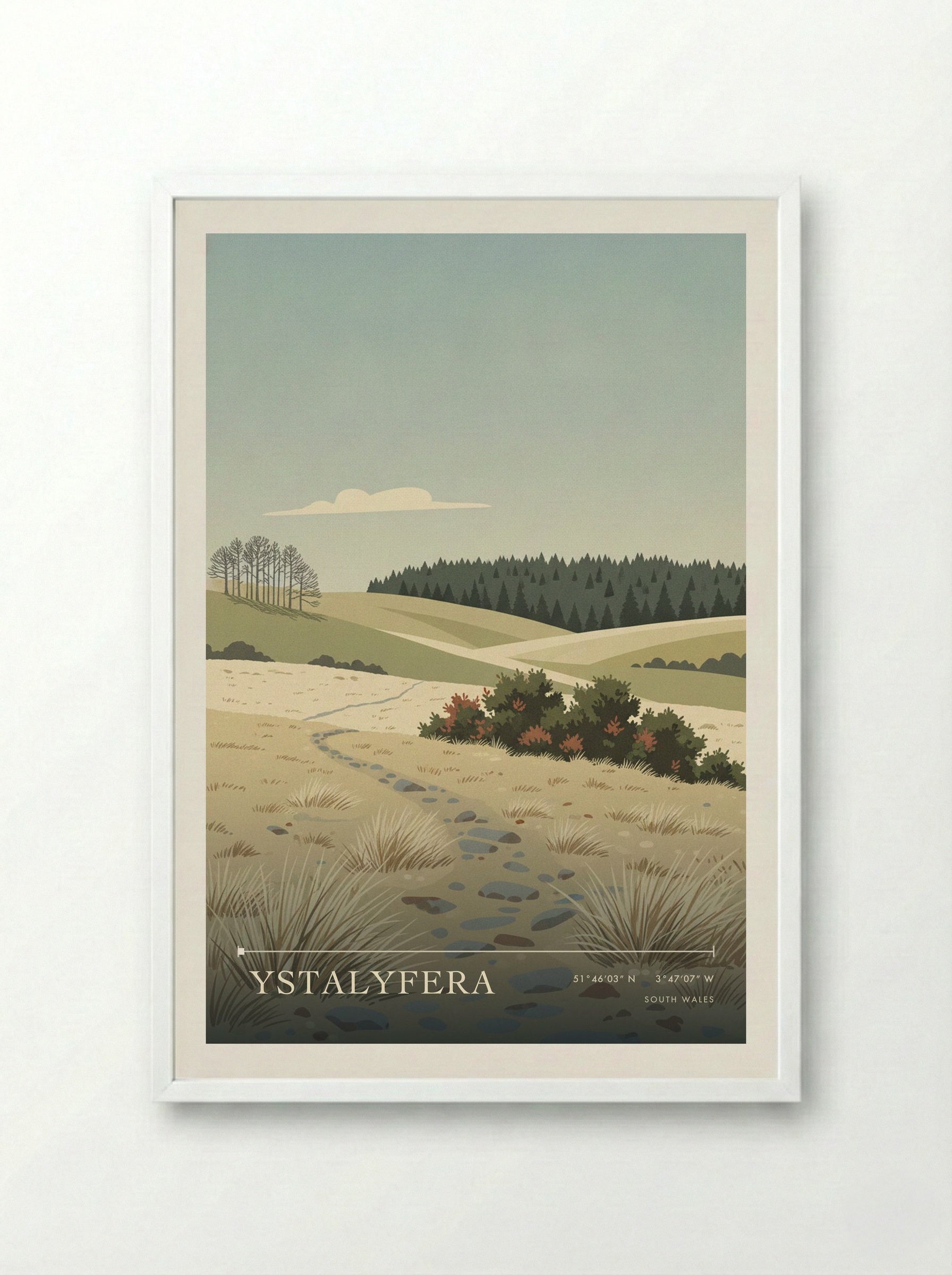 Ystalyfera South Wales Wales Travel Poster - Framed Print White