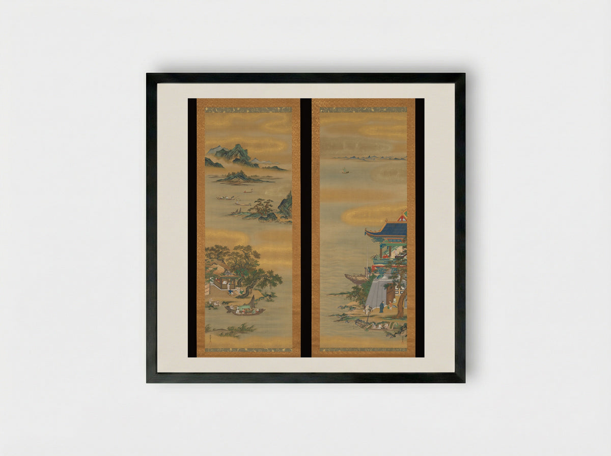 Yueyang Pavilion - Kanō Isen'in Naganobu - Framed Print Black