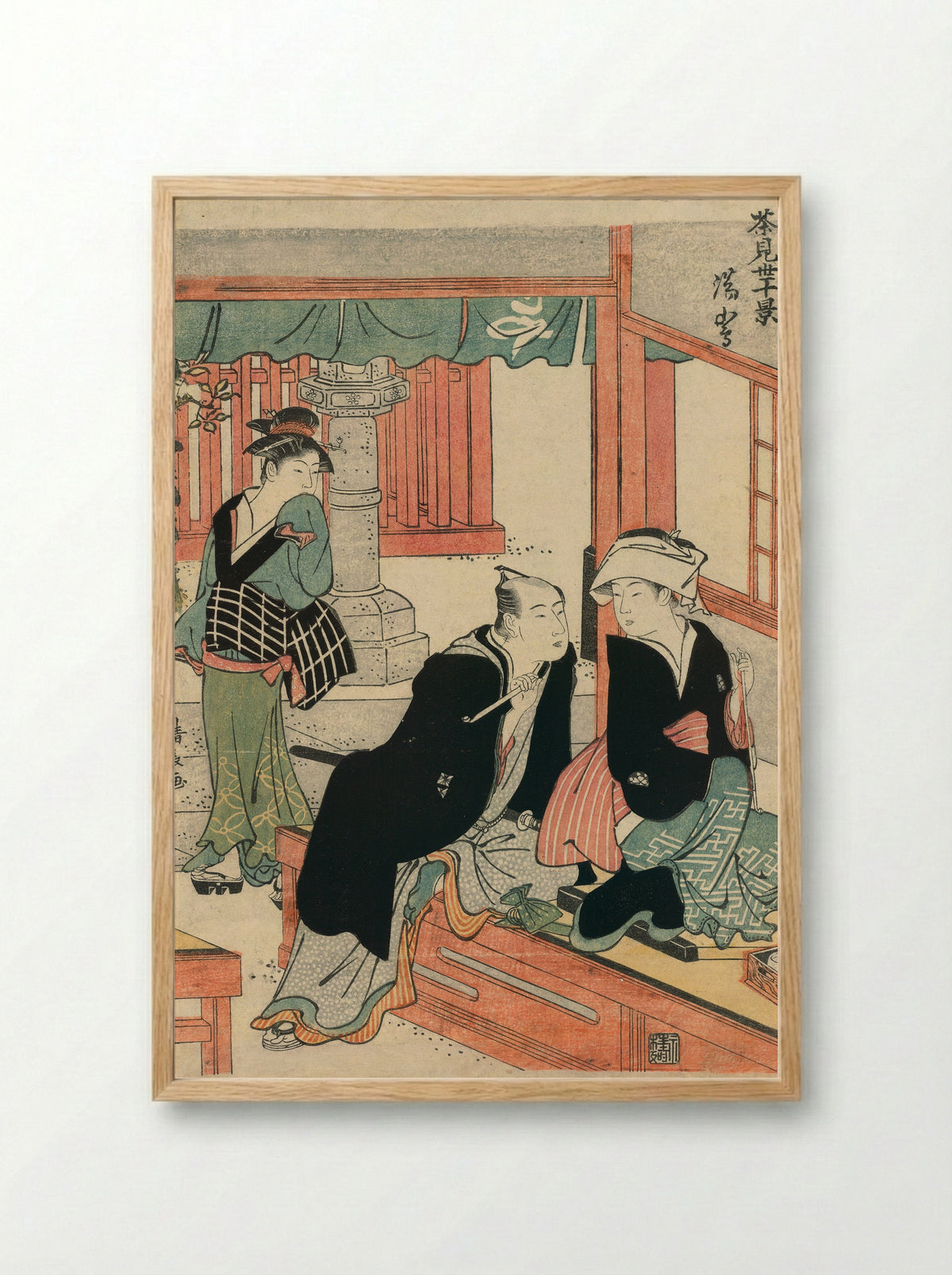 Yushima from the series Scenes of Ten Teahouses - Torii Kiyonaga - Framed Print Wood