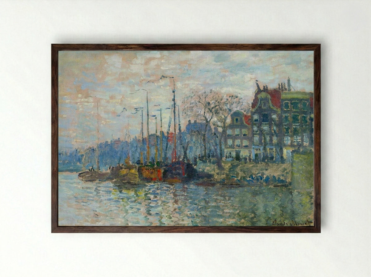 Zaandam, The Dike - Claude Monet - Framed Print Dark Wood