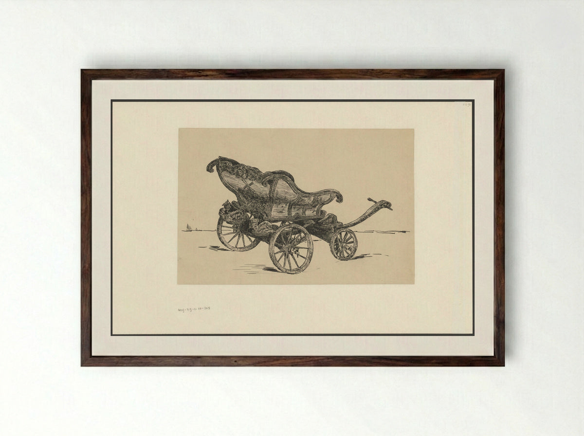 Zaanse Kinderwagen - Felicien Bobeldijk - Framed Print Dark Wood