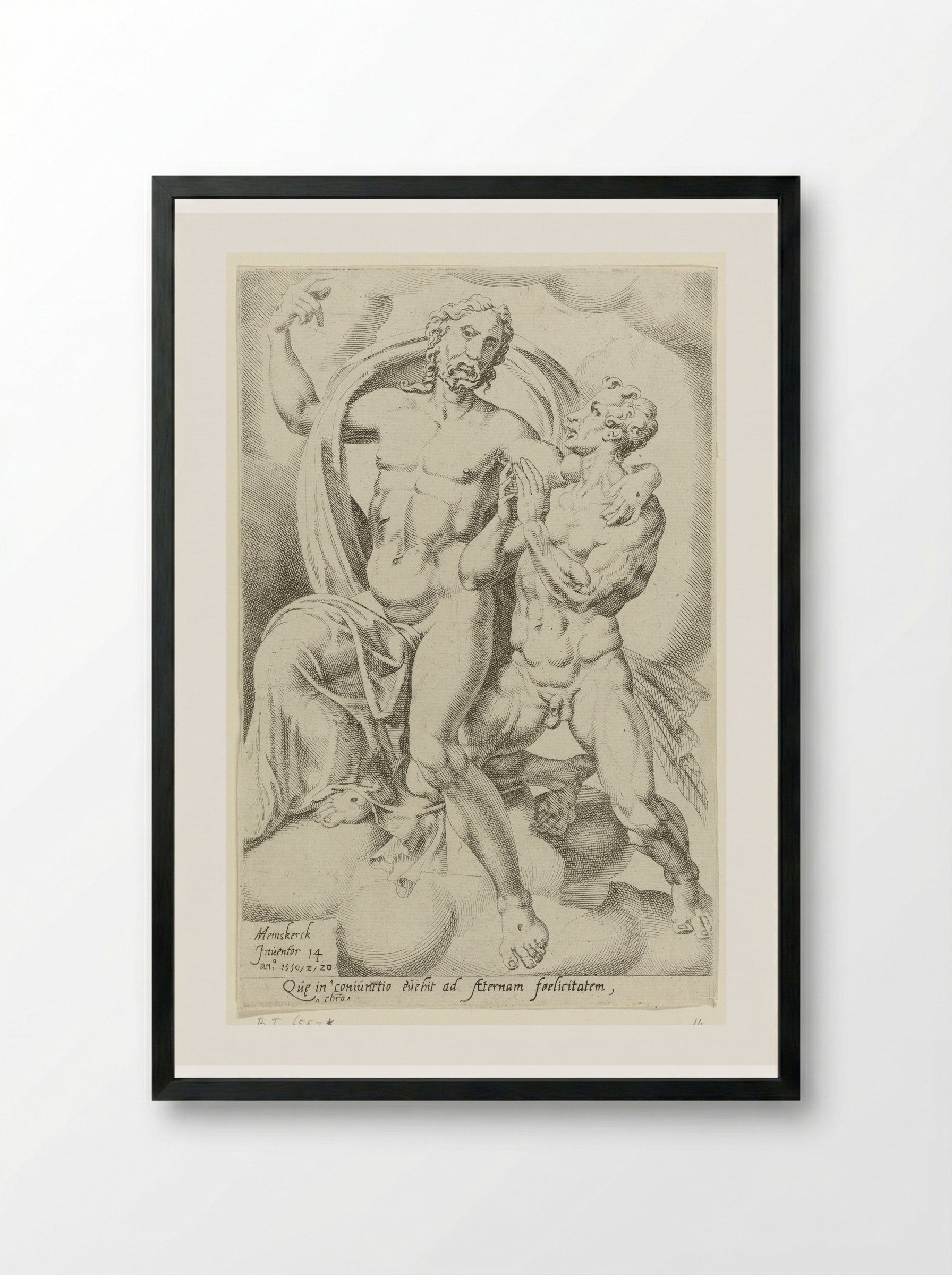 Zaligheid wordt bereikt door een te worden met Christus - Dirck Volckertsz. Coornhert - Framed Print Black