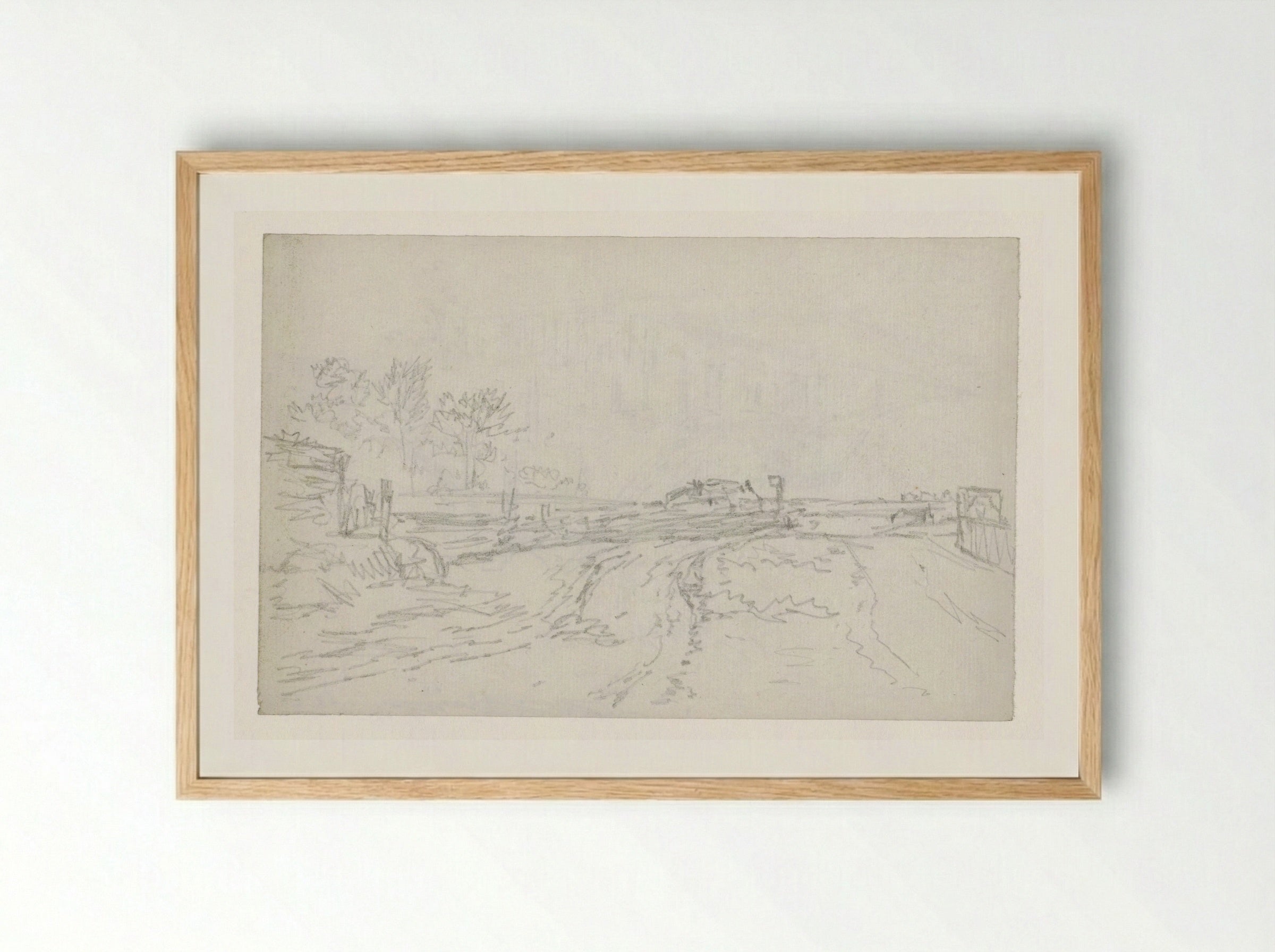 Zandige weg met enkele boerderijen - Georges Michel - Framed Print Wood