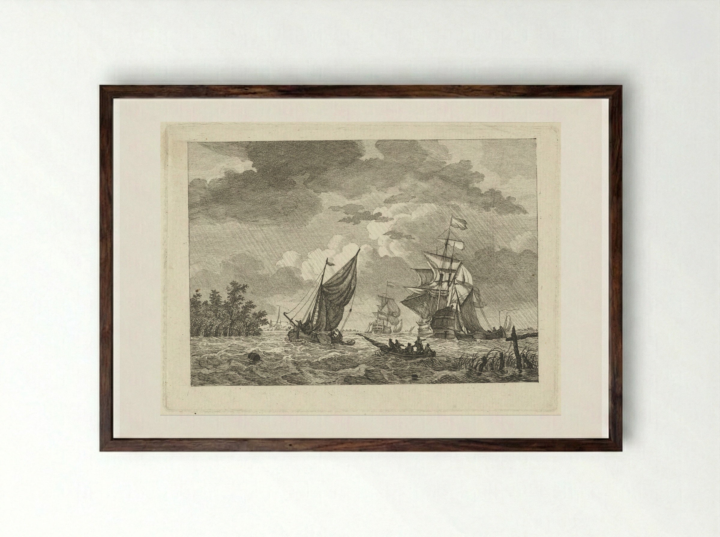 Zeegezicht - Gerrit Groenewegen - Framed Print Dark Wood