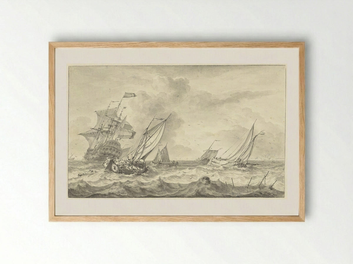 Zeegezicht - Hendrik Rietschoof - Framed Print Wood