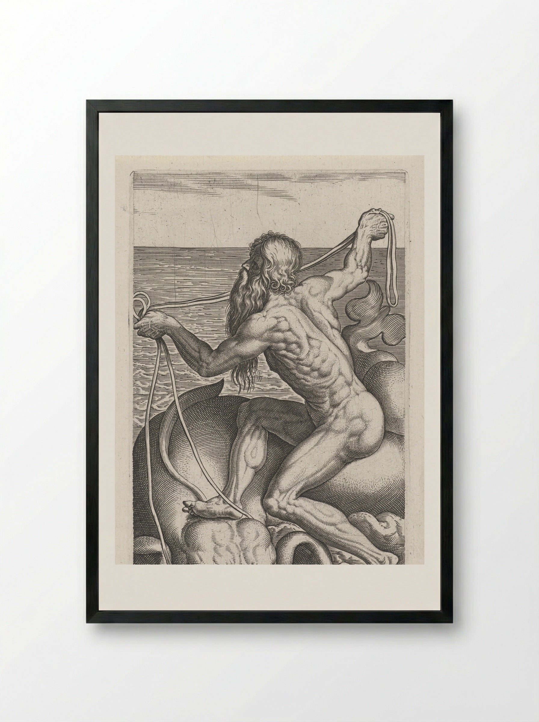 Zeegod Oceanus - Philips Galle - Framed Print Black