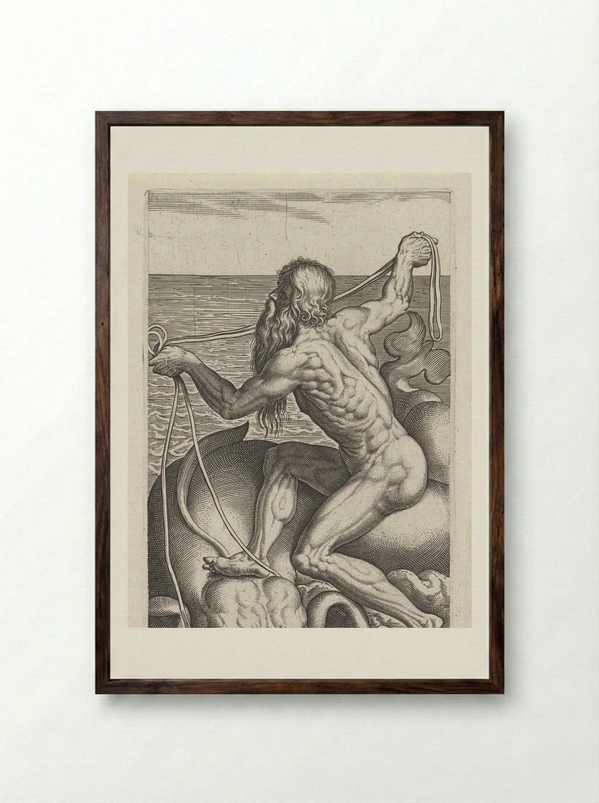 Zeegod Oceanus - Philips Galle - Framed Print Dark Wood