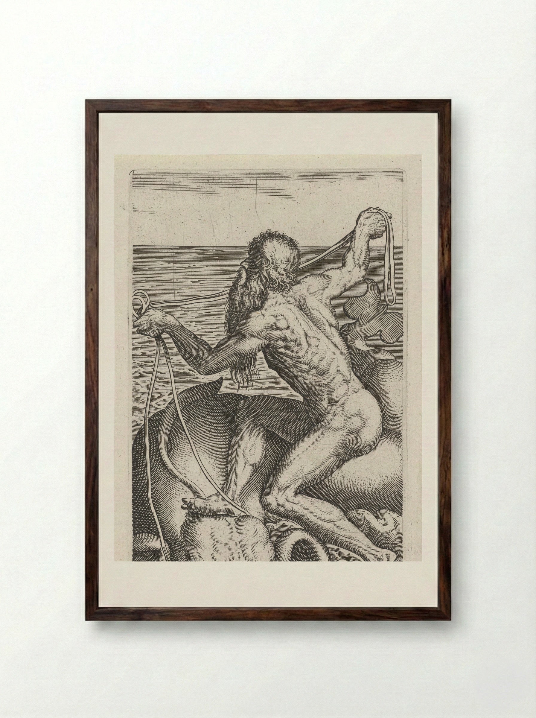 Zeegod Oceanus - Philips Galle - Framed Print Dark Wood