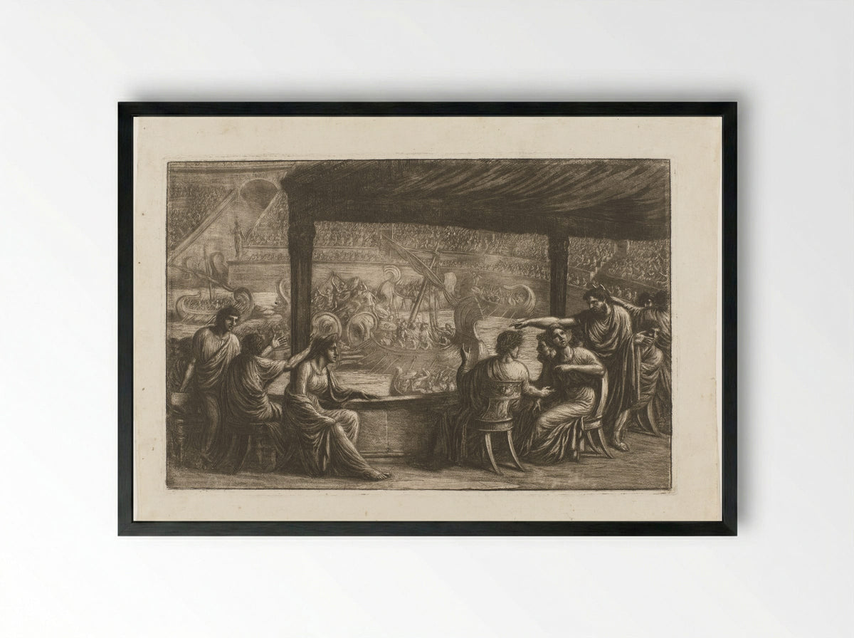 Zeeslag in een Romeinse arena - Luigi Ademollo - Framed Print Black