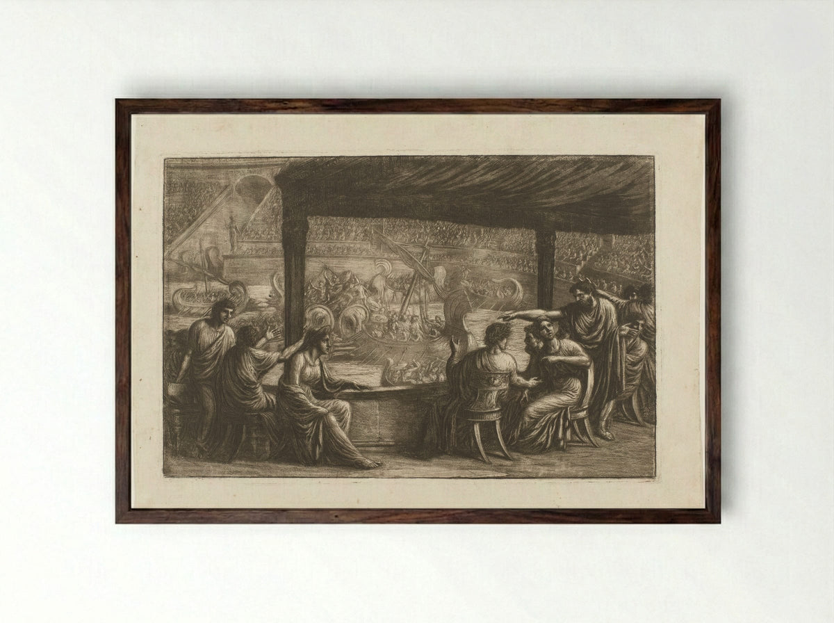 Zeeslag in een Romeinse arena - Luigi Ademollo - Framed Print Dark Wood