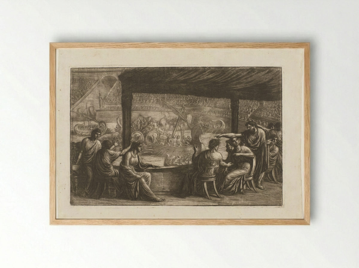 Zeeslag in een Romeinse arena - Luigi Ademollo - Framed Print Wood