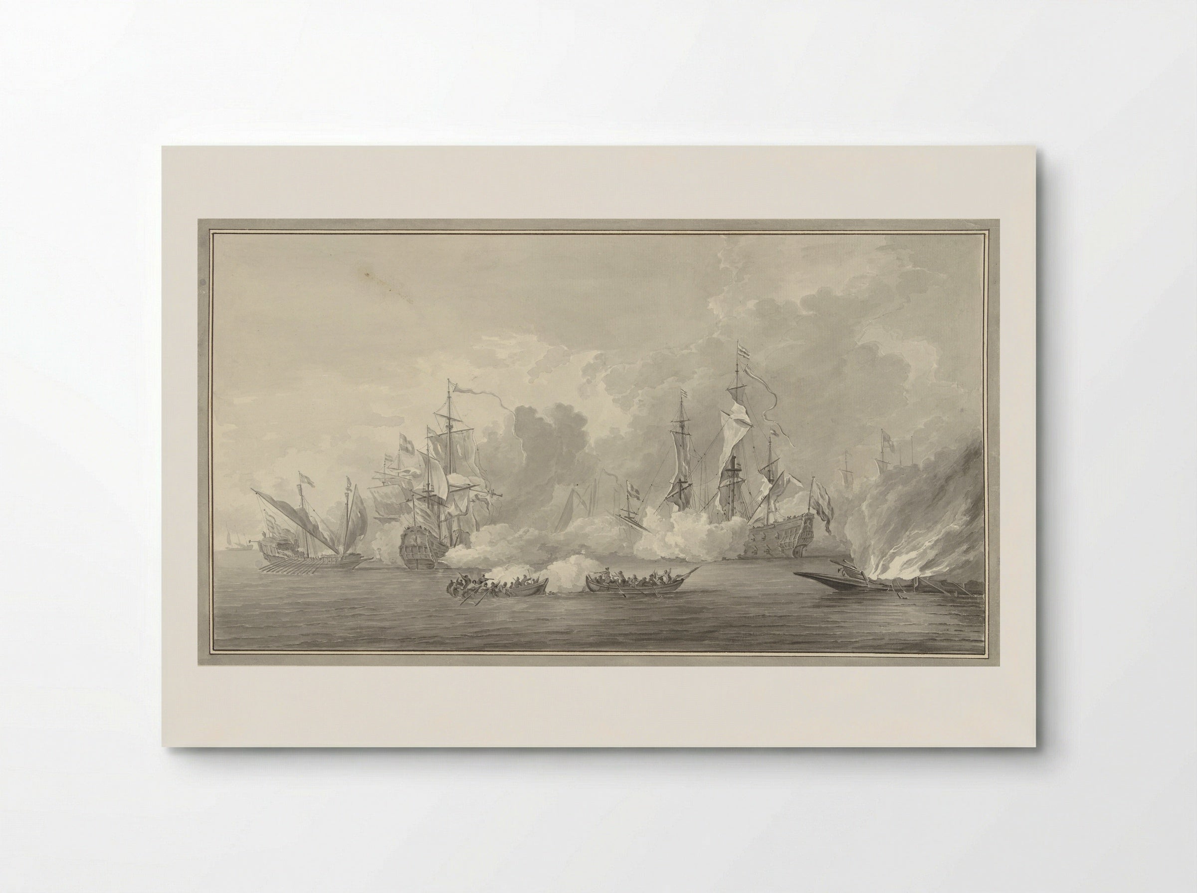 Zeeslag, mogelijk bij Kijkduin op 21 augustus 1673 - Nicolaes Muys - Poster