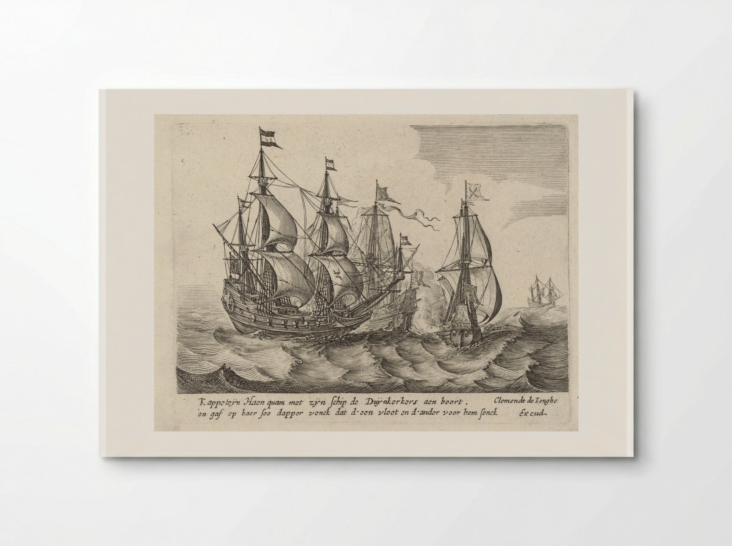 Zeeslag tussen drie zeilschepen - Salomon Savery - Poster