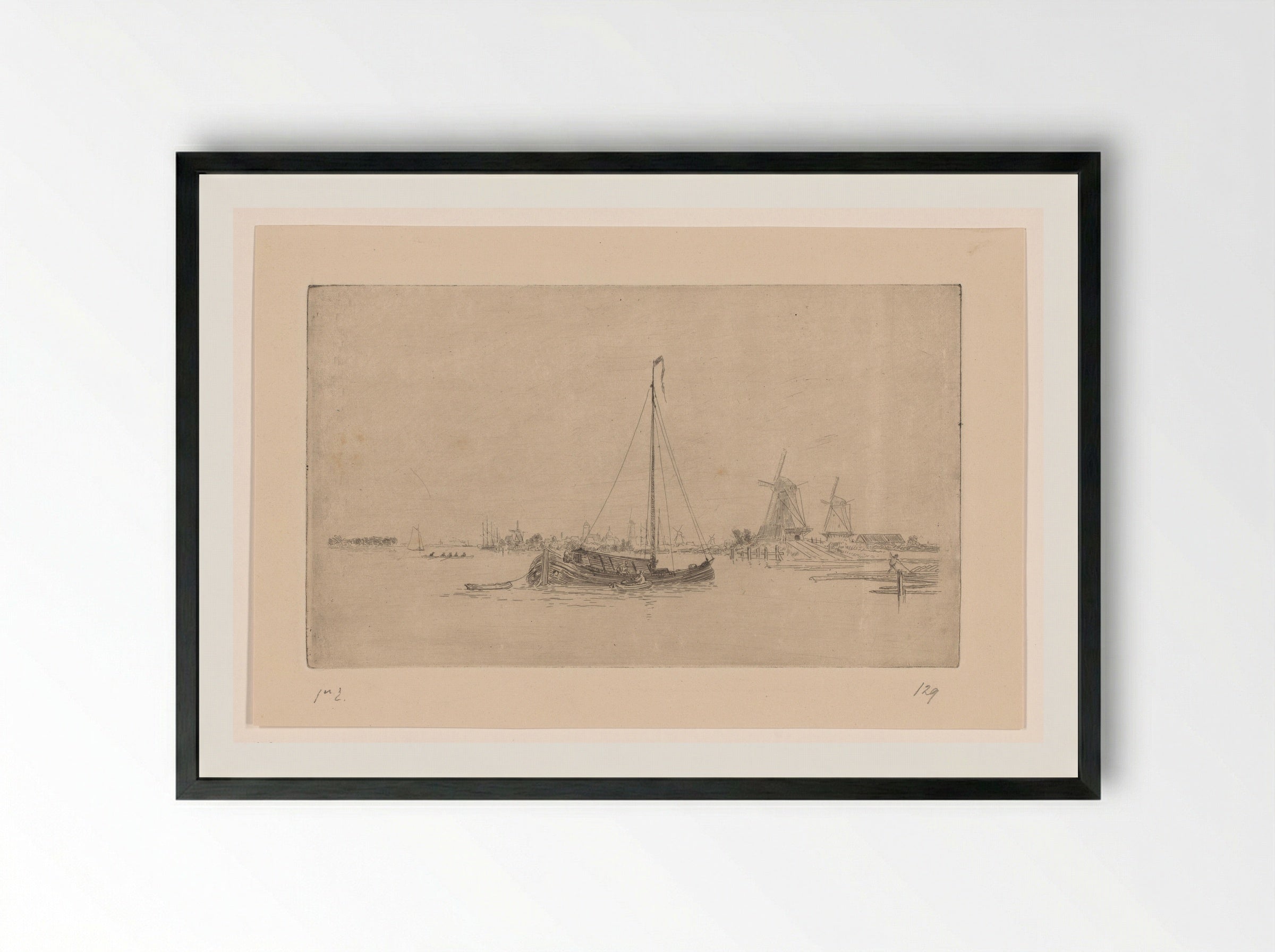 Zeilboot voor Dordrecht - Carel Nicolaas Storm van 's-Gravesande - Framed Print Black